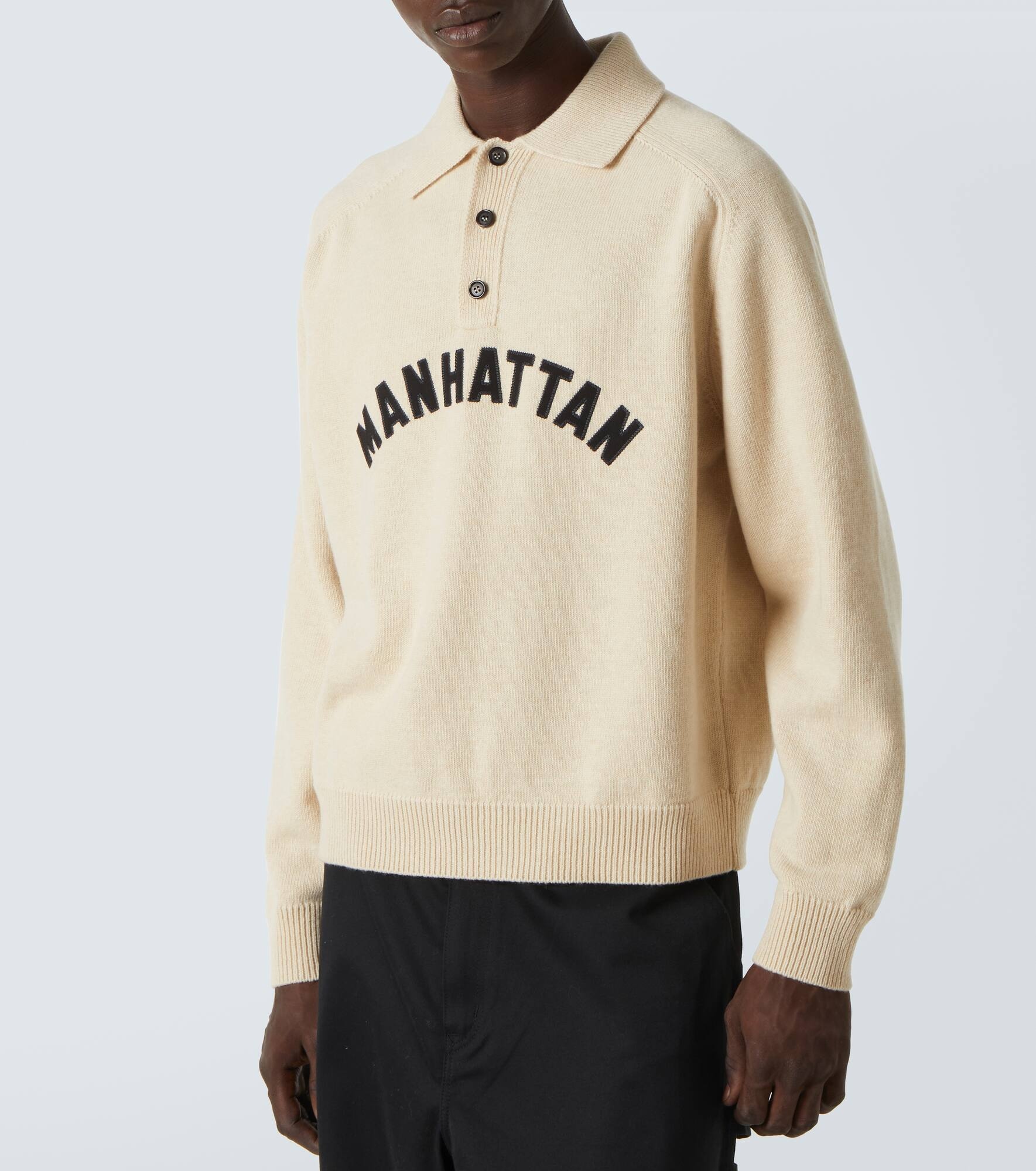 Manhattan appliqué wool polo sweater - 3