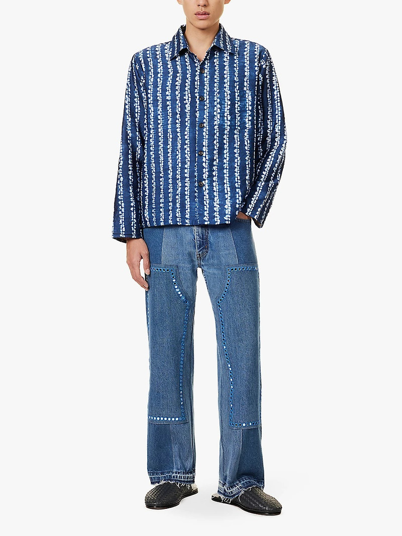 KARTIK RESEARCH Abstract-print long-sleeve silk shirt outlook