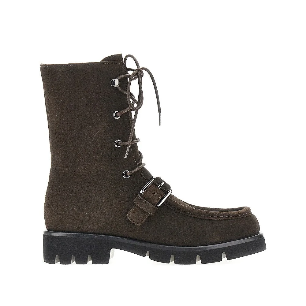 Emporio Armani Suede Leather Ankle Boots Brown Women - 1