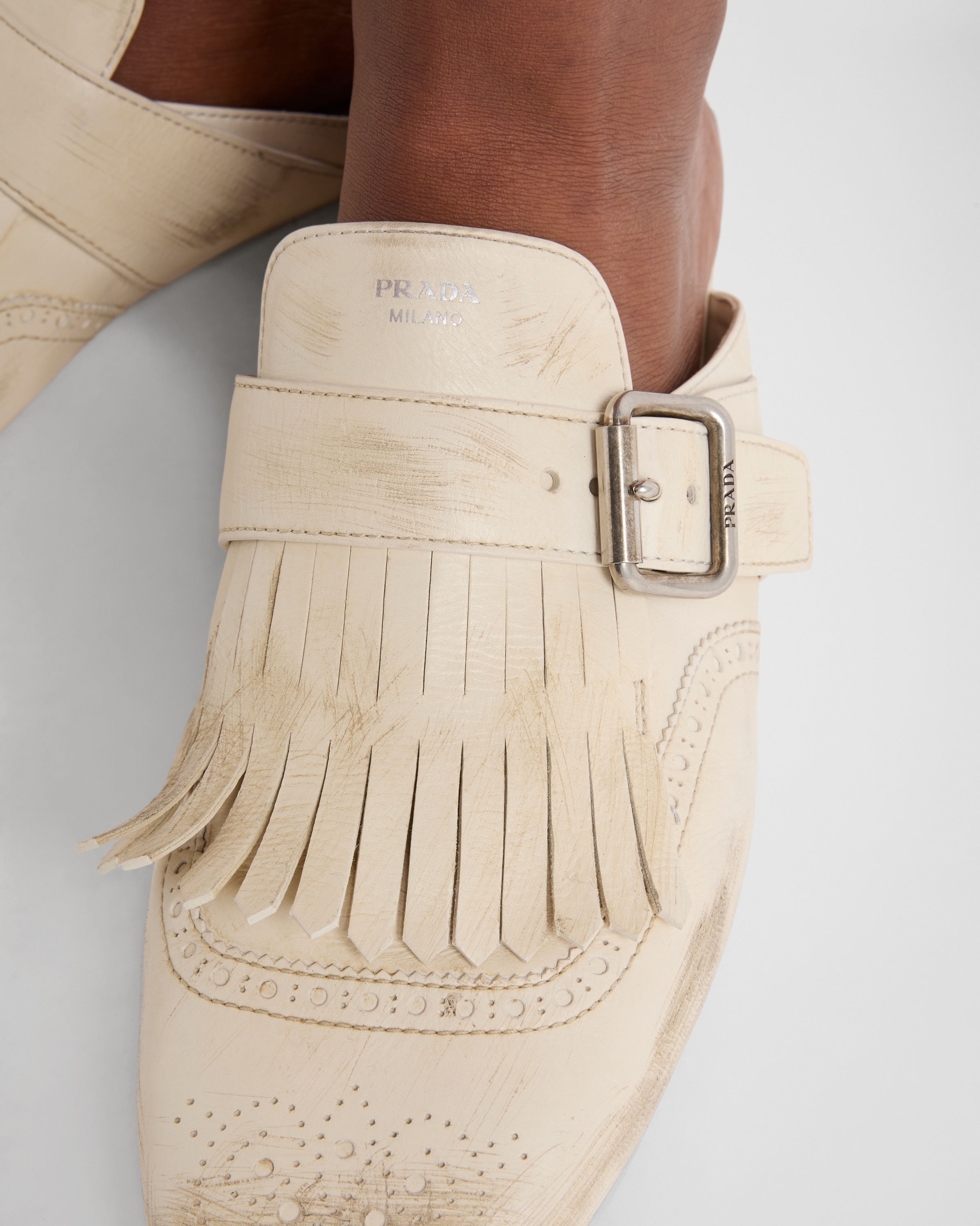 Shuffle fringed leather mules - 3