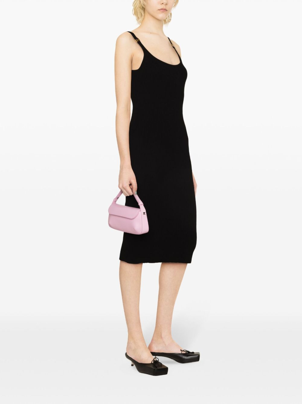 logo-plaque ribbed midi dress - 3