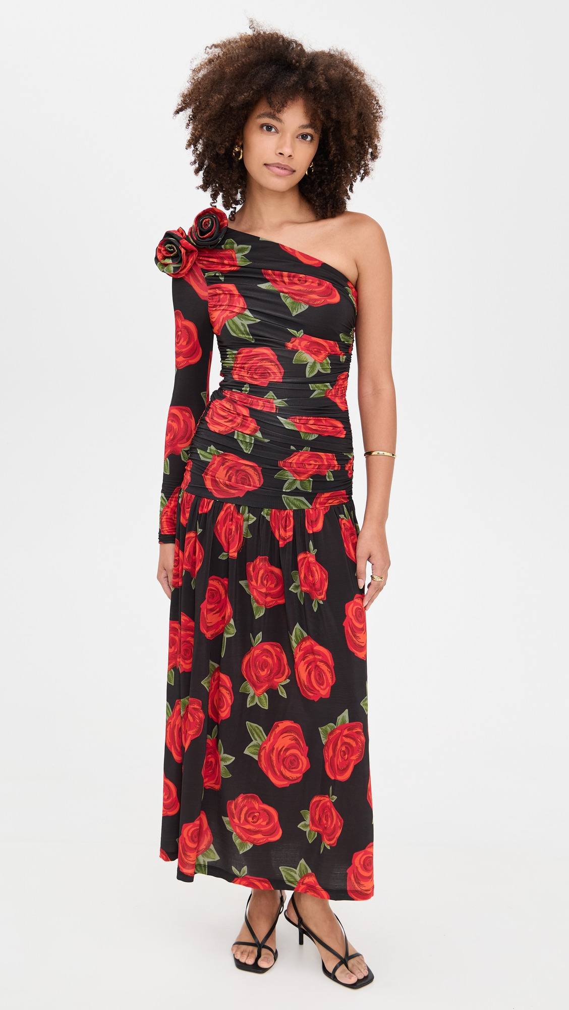 Latin Roses One Shoulder Midi Dress - 6