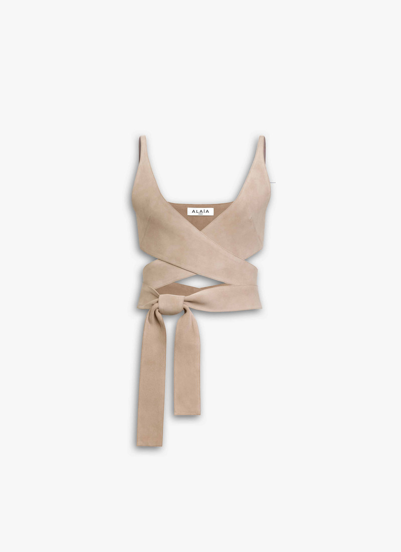 LEATHER CRISS CROSS TOP - 1