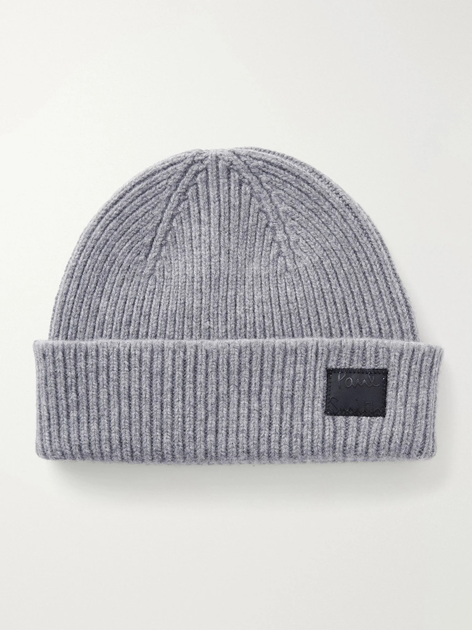 Logo-Appliquéd Ribbed Cashmere and Merino Wool-Blend Beanie Gray - 1