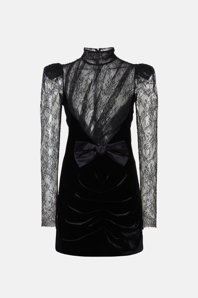 alessandra rich velvet evening dress Alessandra Rich - Velvet Dress With Bows - 42 main image 0