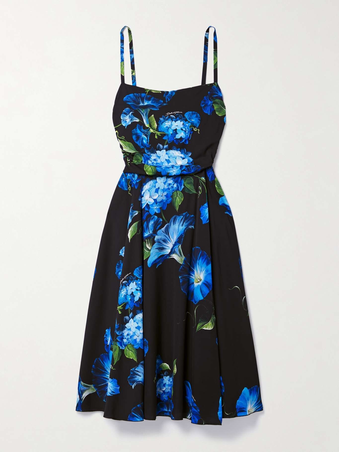 Gathered floral-print silk-blend charmeuse midi dress - 1