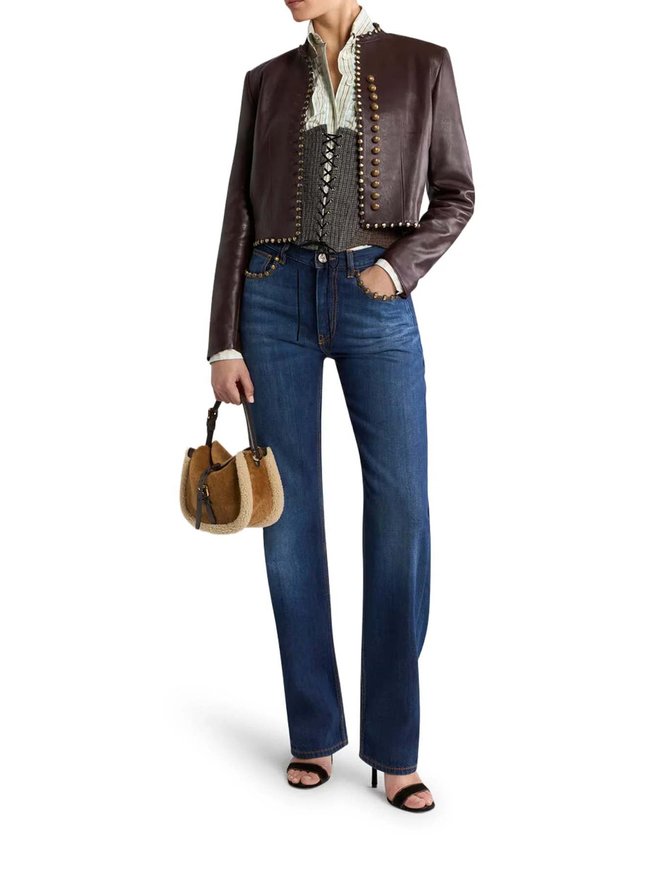 STRAIGHT LEG JEANS WITH STUDS - 1