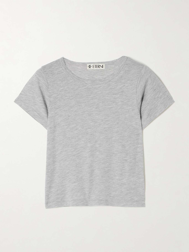 Baby Tee cropped cotton and modal-blend jersey T-shirt Gray - 1