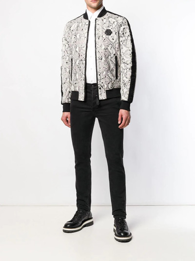 PHILIPP PLEIN logo trim bomber jacket outlook