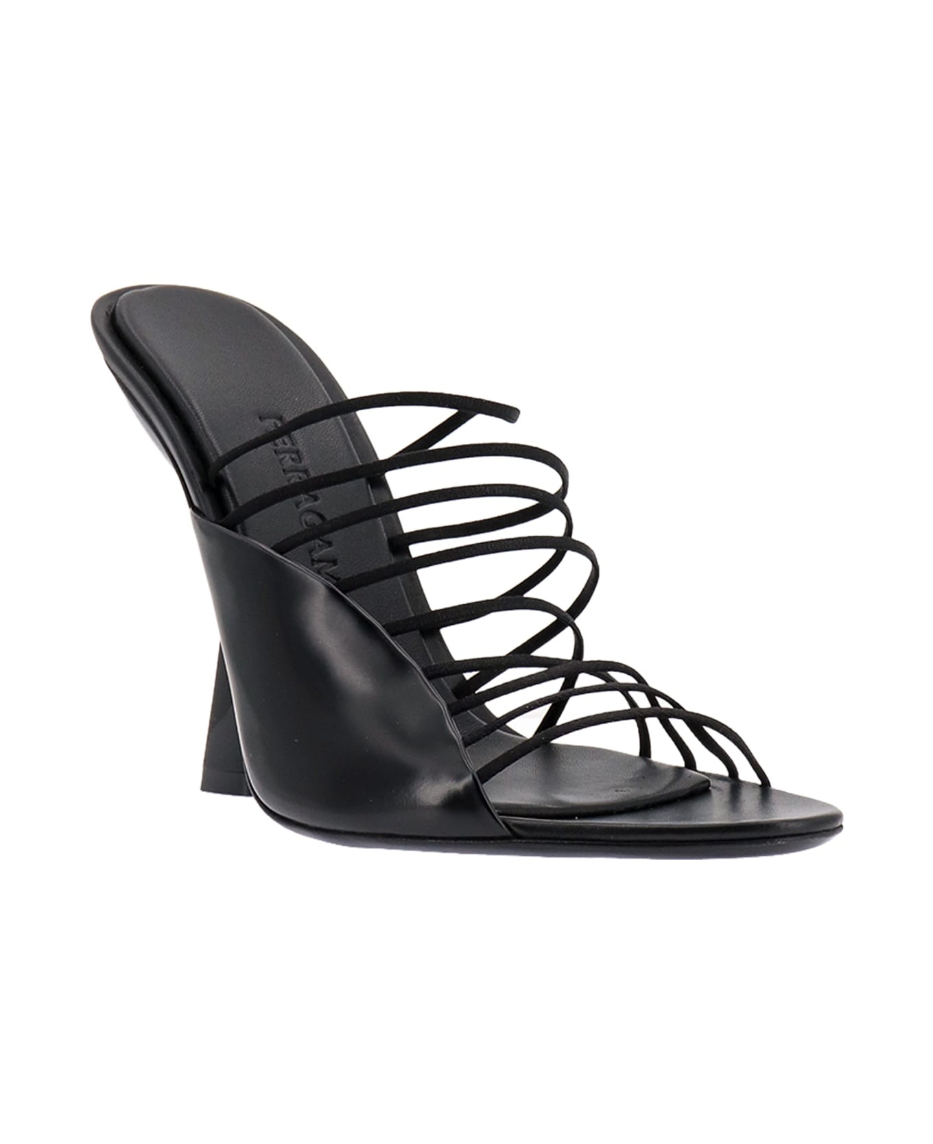 Black Fabric And Leather Sandals - 2