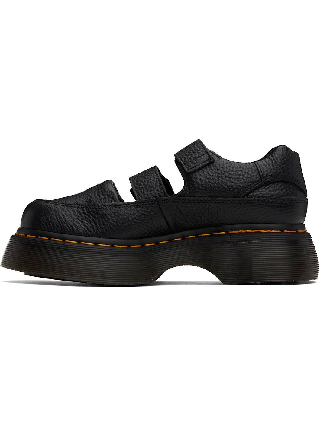 Black Buzz Milled Nappa Leather Mary Jane Loafers - 3