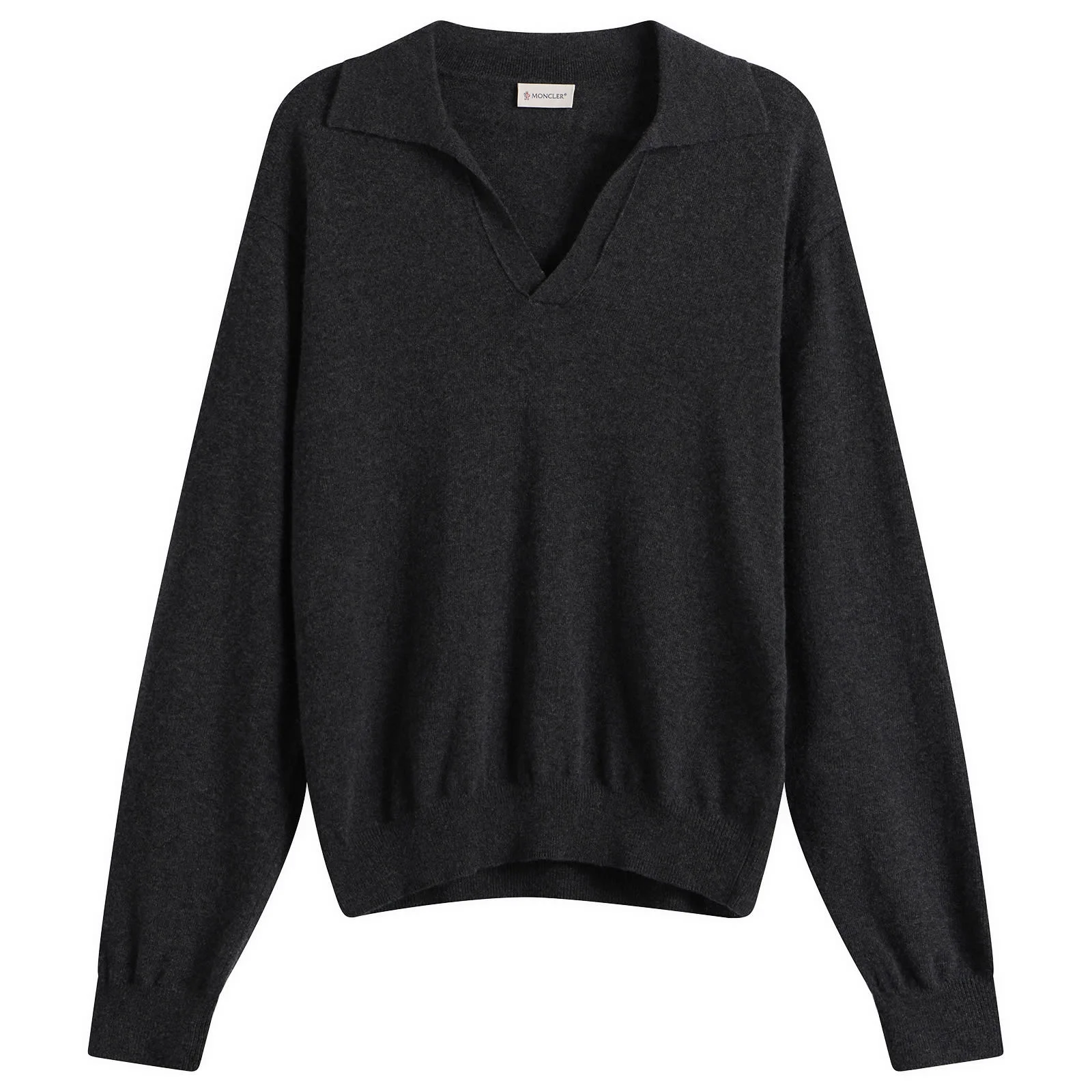 Moncler Cashmere Wool Open Collar Polo - 1