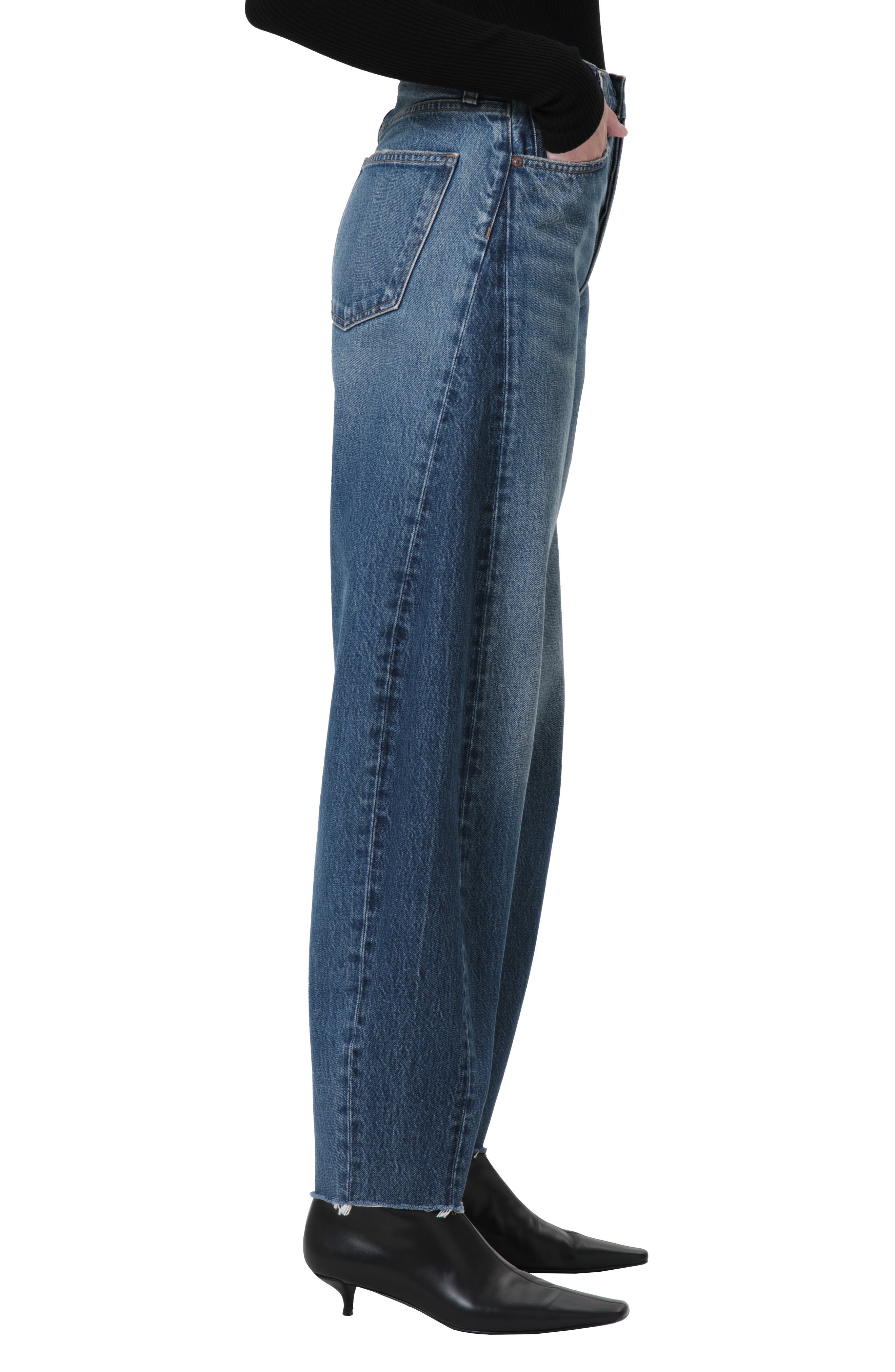 AGOLDE Luna Piece High Waist Raw Hem Barrel Jeans in Split at Nordstrom - 3