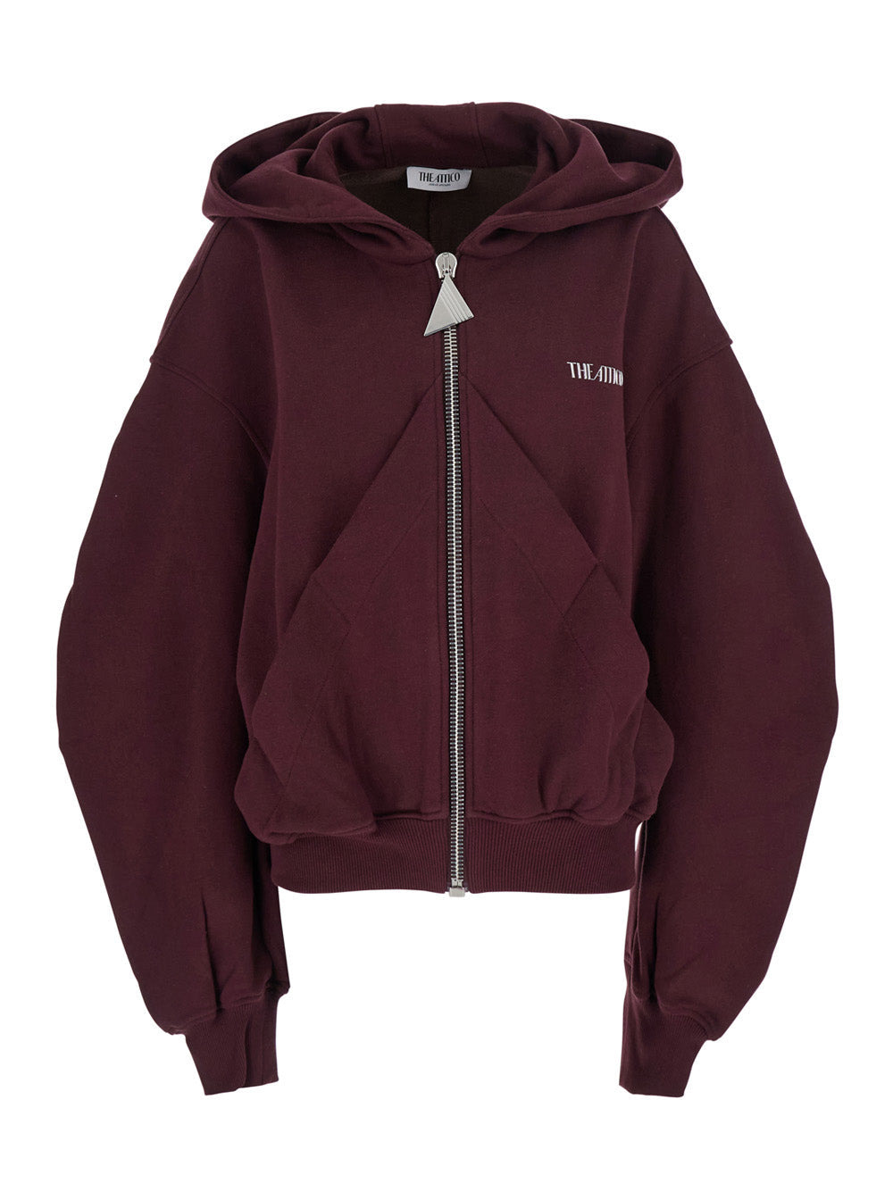 The Attico Women Bordeaux Cropped Sweatshirt With Fixed Hood And Logo Lettering On The Front In Cott - 1