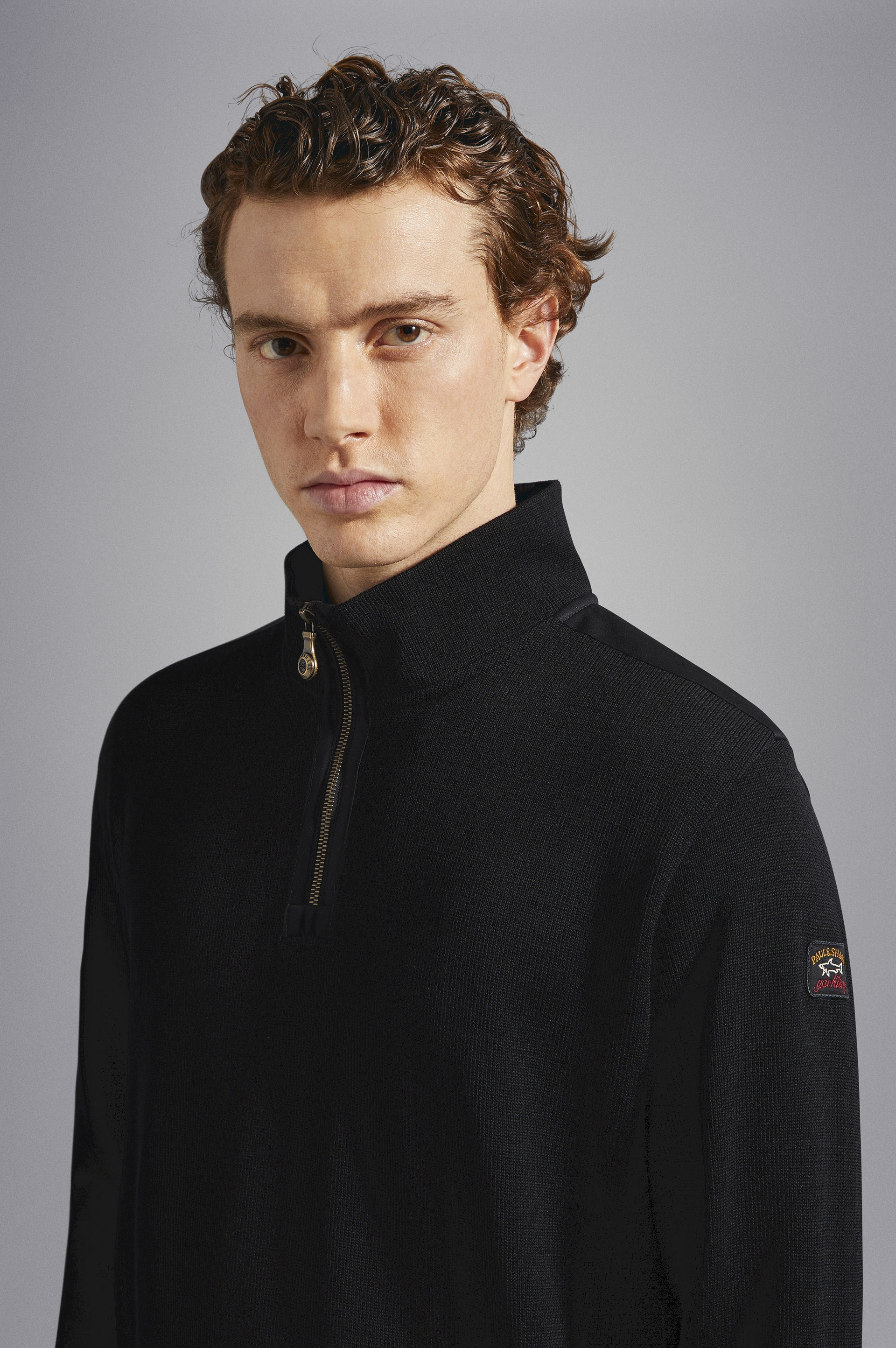 BRETAGNE WOOL HALF ZIP SWEATER WITH ICONIC BADGE - 4