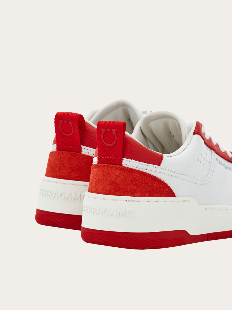 FERRAGAMO Suede patch skate sneaker outlook