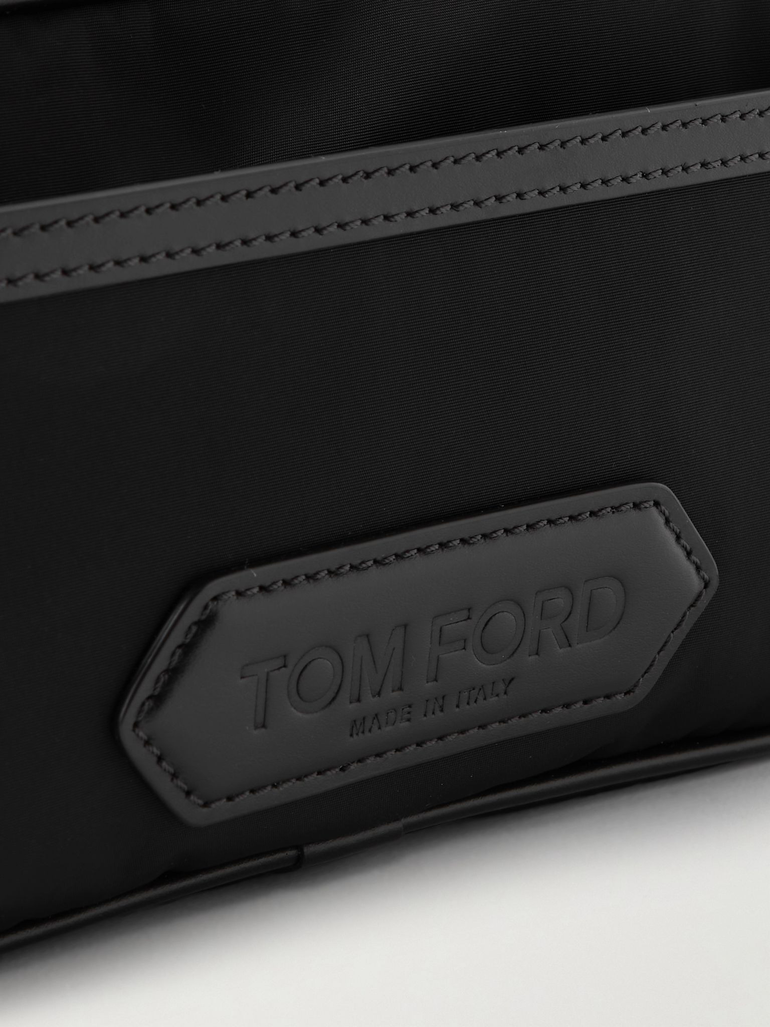 Leather-Trimmed Shell Wash Bag Black - 3
