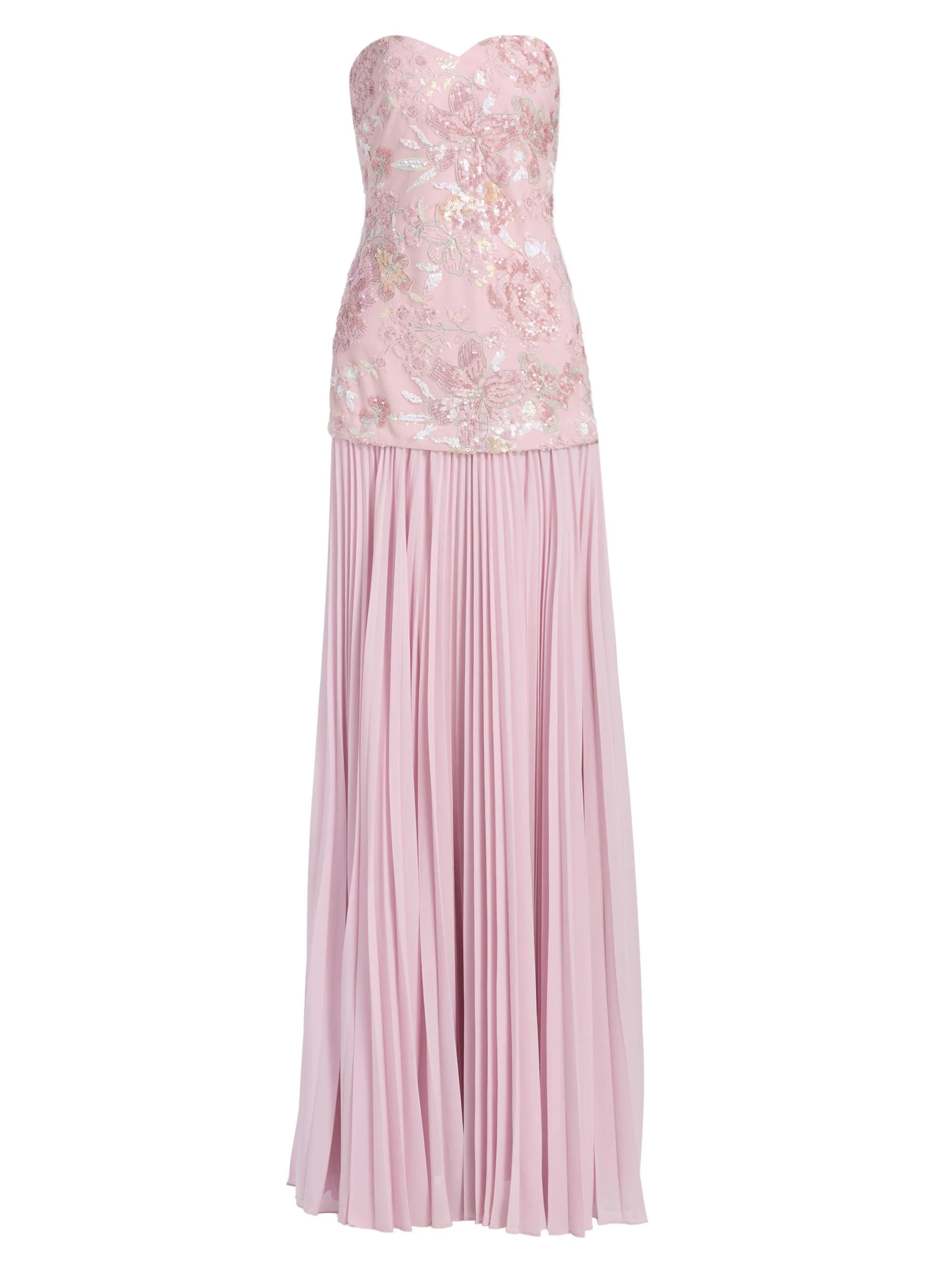 Women's Beaded Drop Waist Strapless Gown - Blush Multi - 1