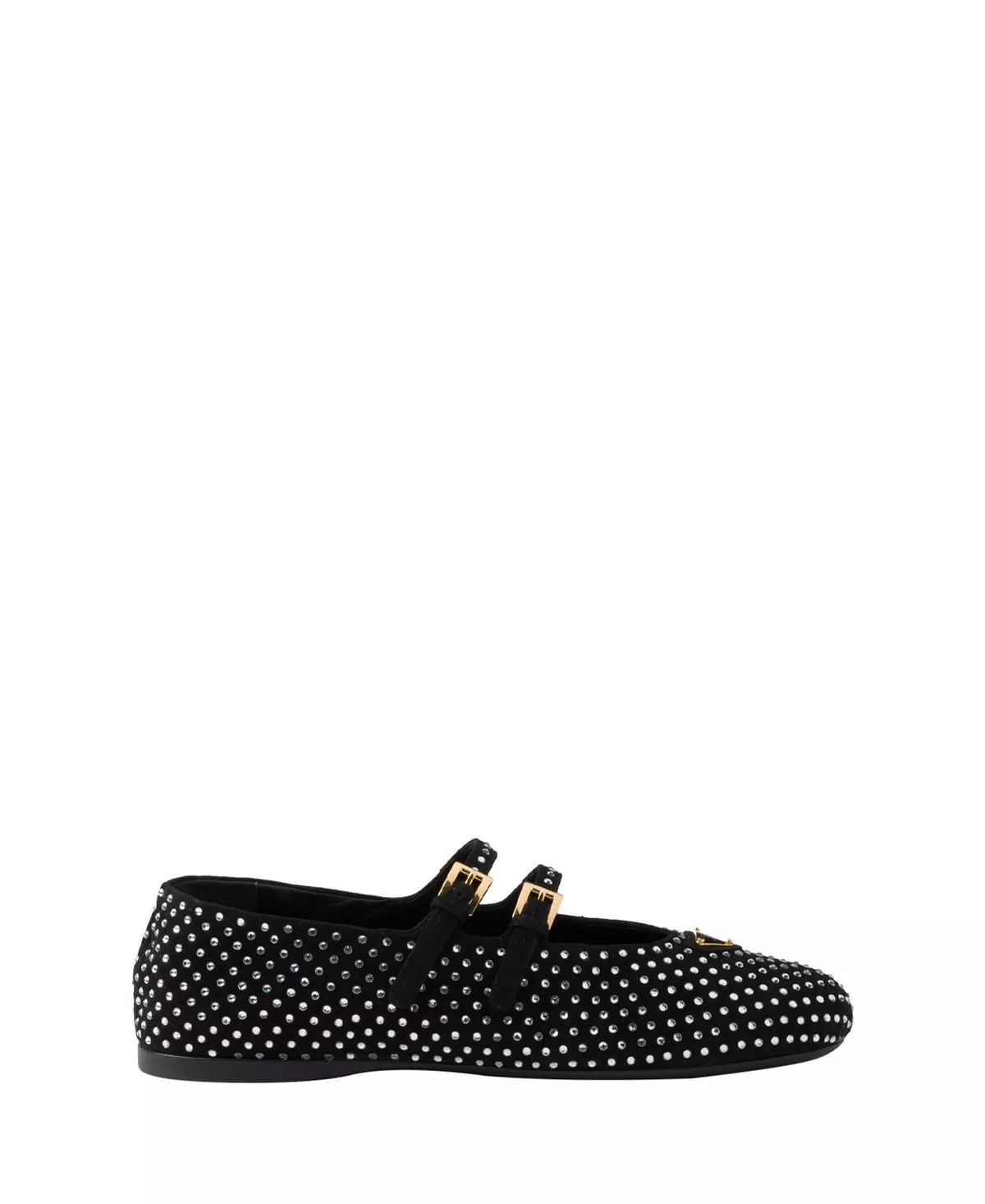 Women's Suede Ballerinas with Crystals - 4
