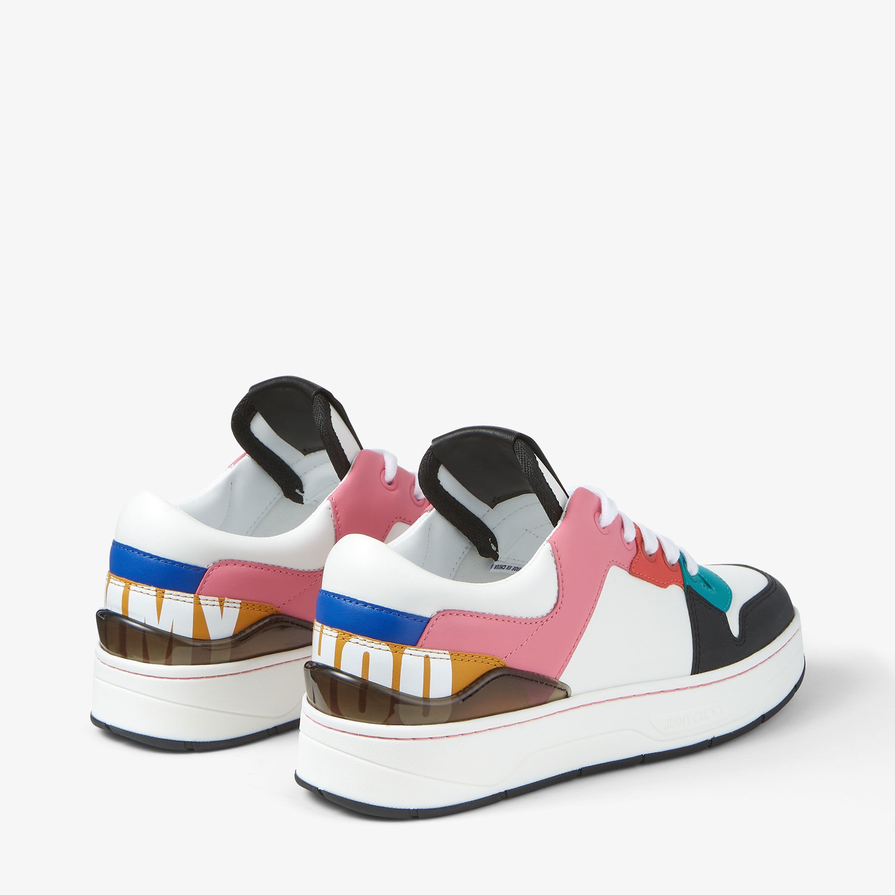 Florent/F
White and Peacock Mix Leather Trainers - 6