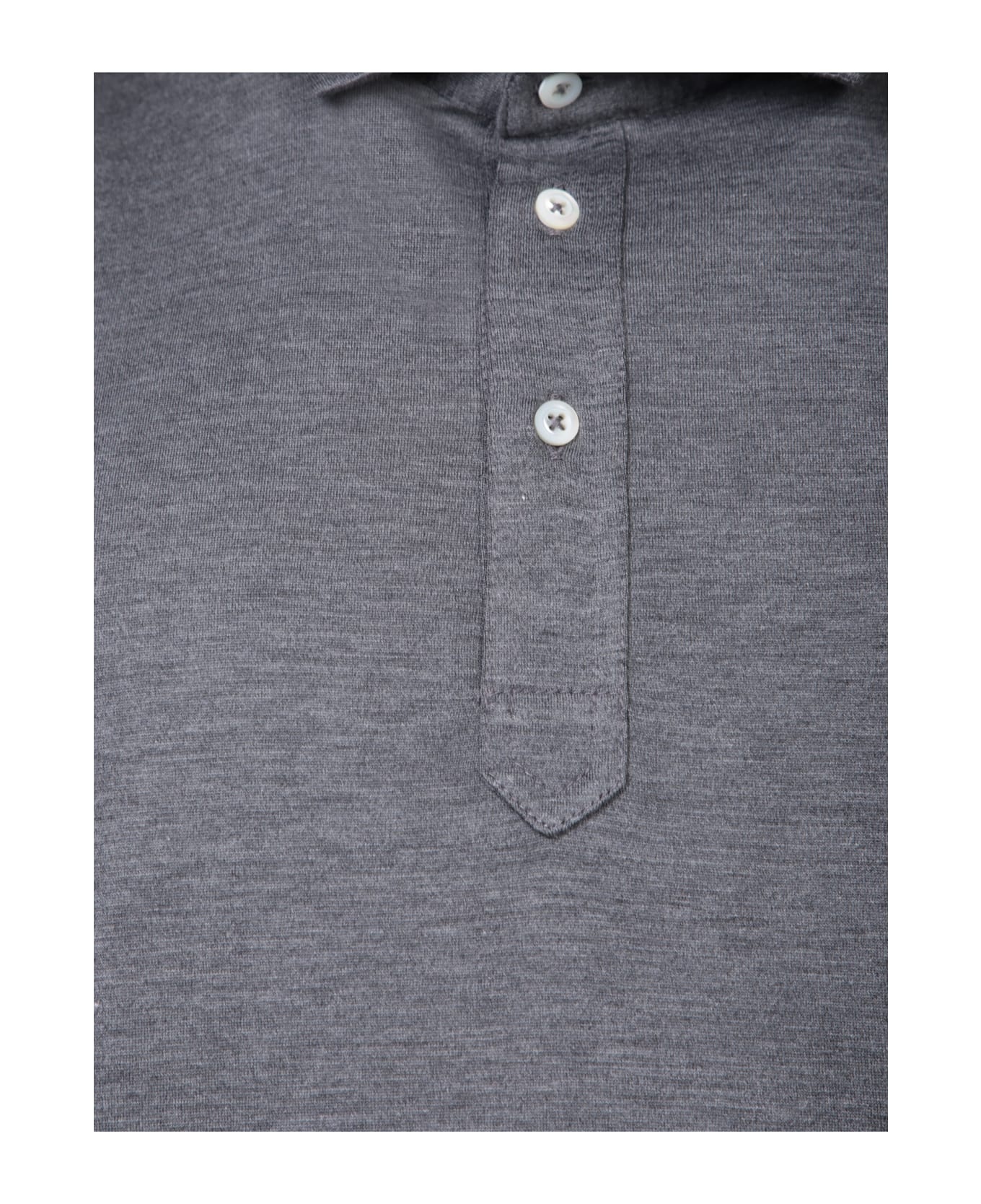 Silk And Cotton Grey Polo Shirt - 3