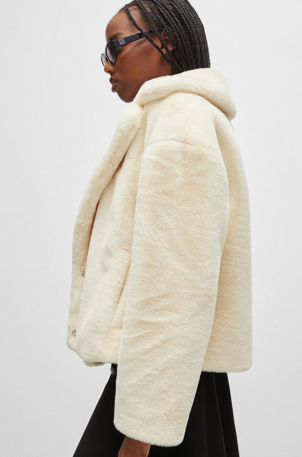 RELAXED-FIT JACKET IN FAUX FUR WITH STACKED LOGO - 6