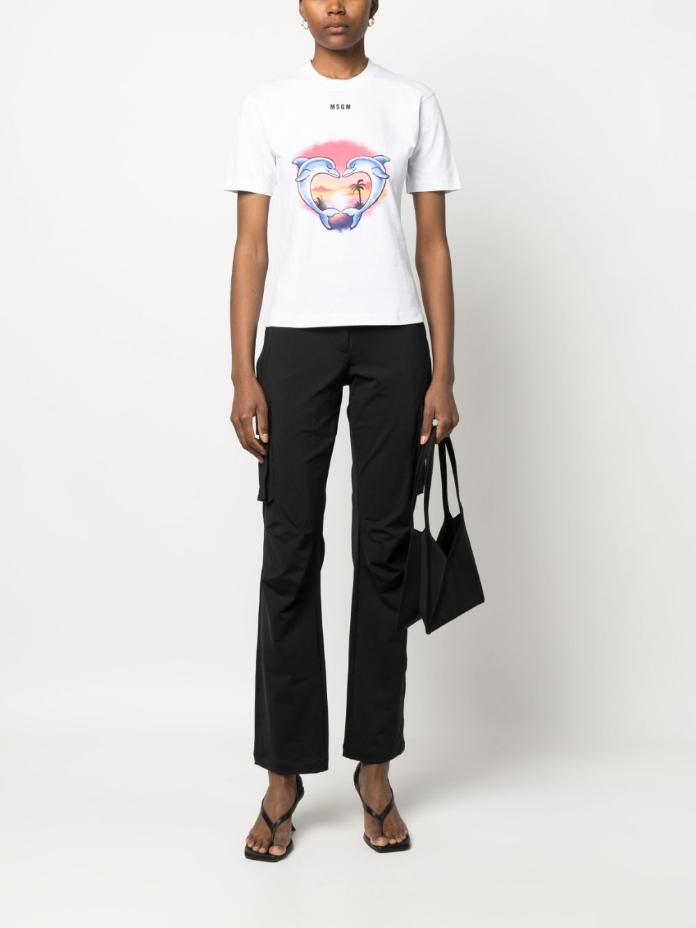 dolphin-print cotton T-shirt - 2
