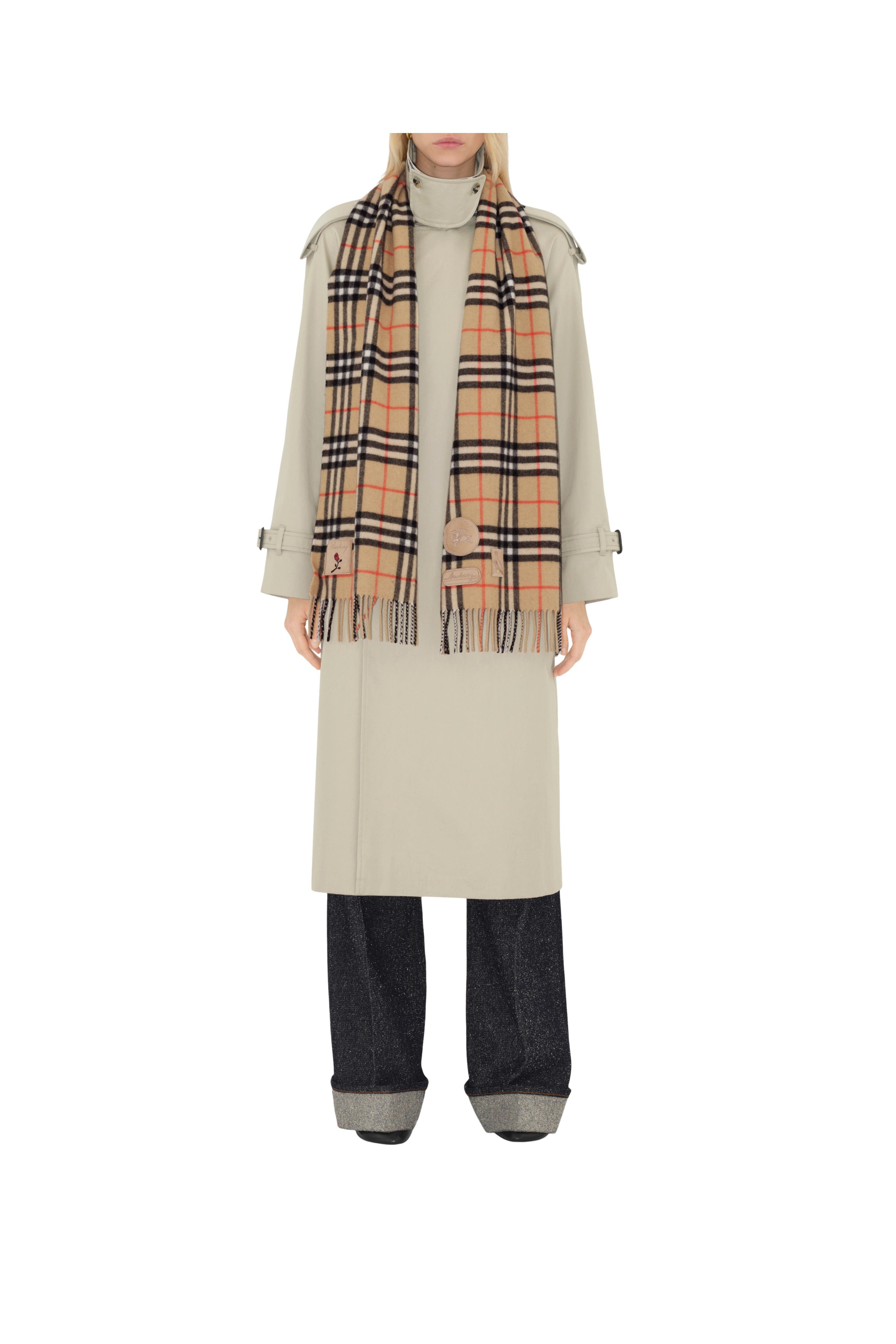 burberry Badge Check Cashmere Scarf in Sand at Nordstrom - 2