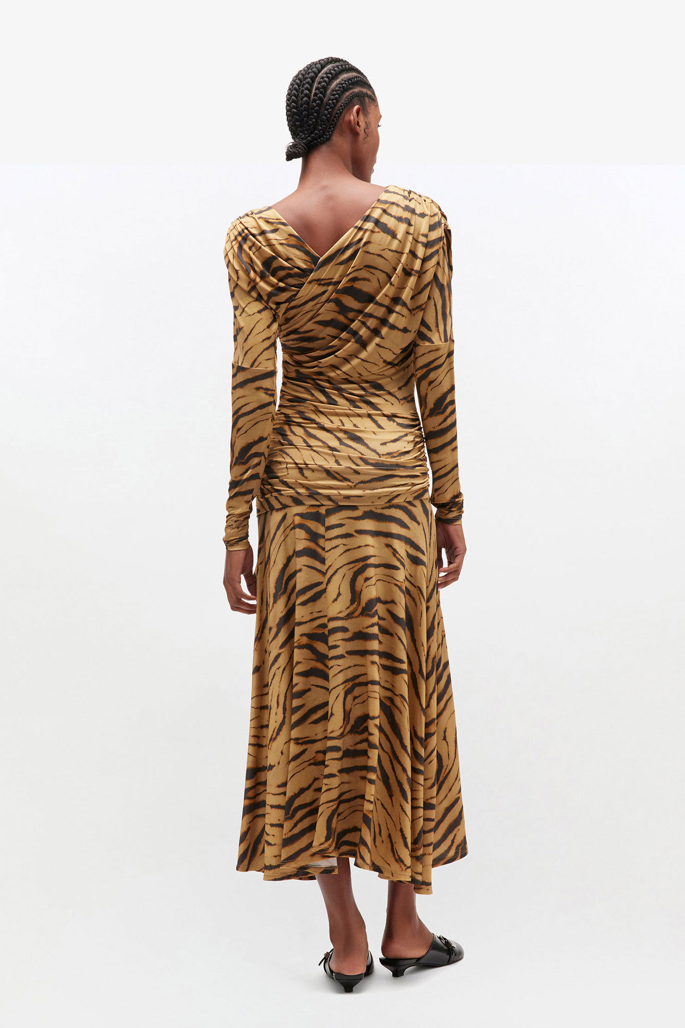 TIGER PRINT RUCHED DRESS - 3
