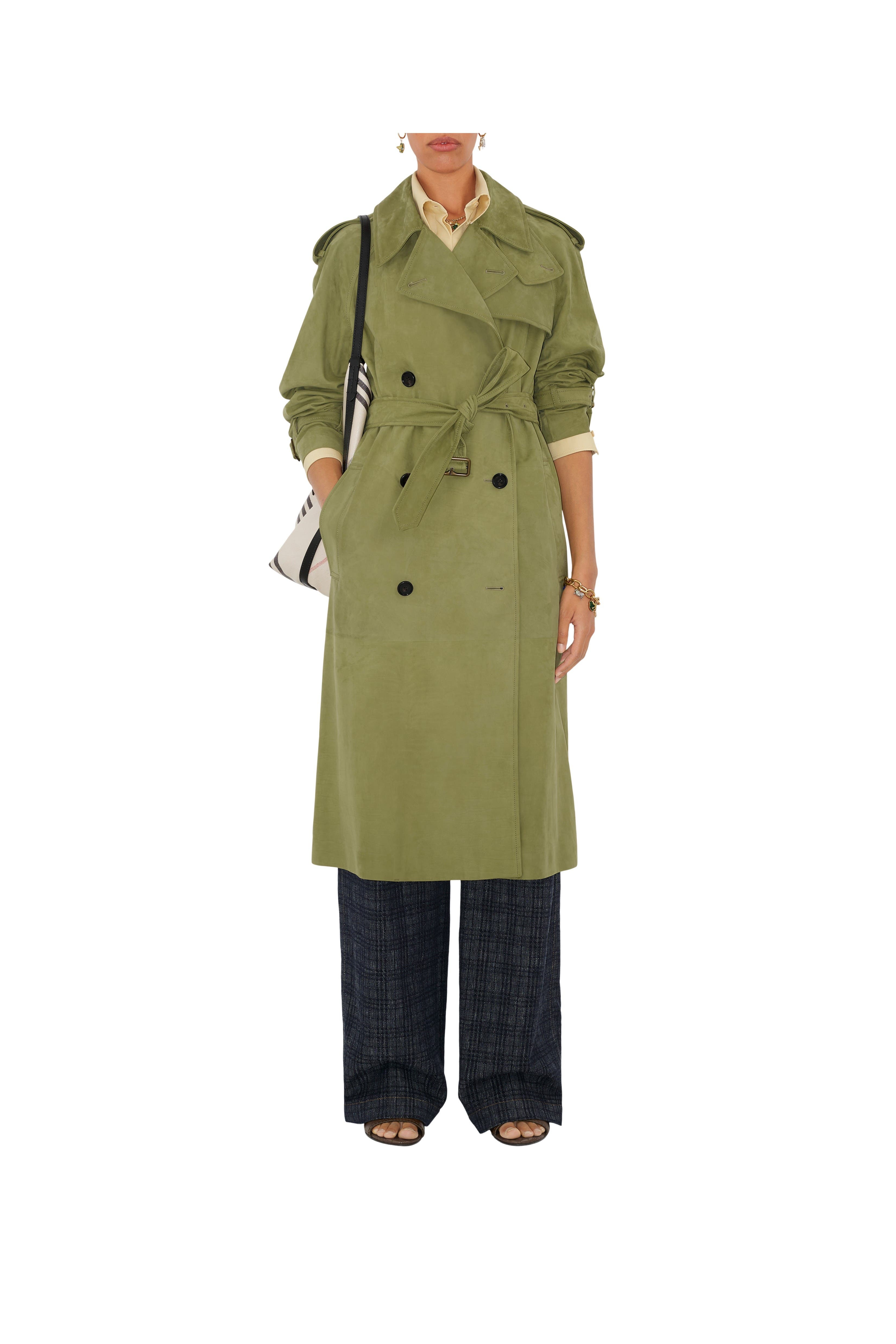 burberry Long Nubuck Castleford Trench Coat in Wreath at Nordstrom - 3