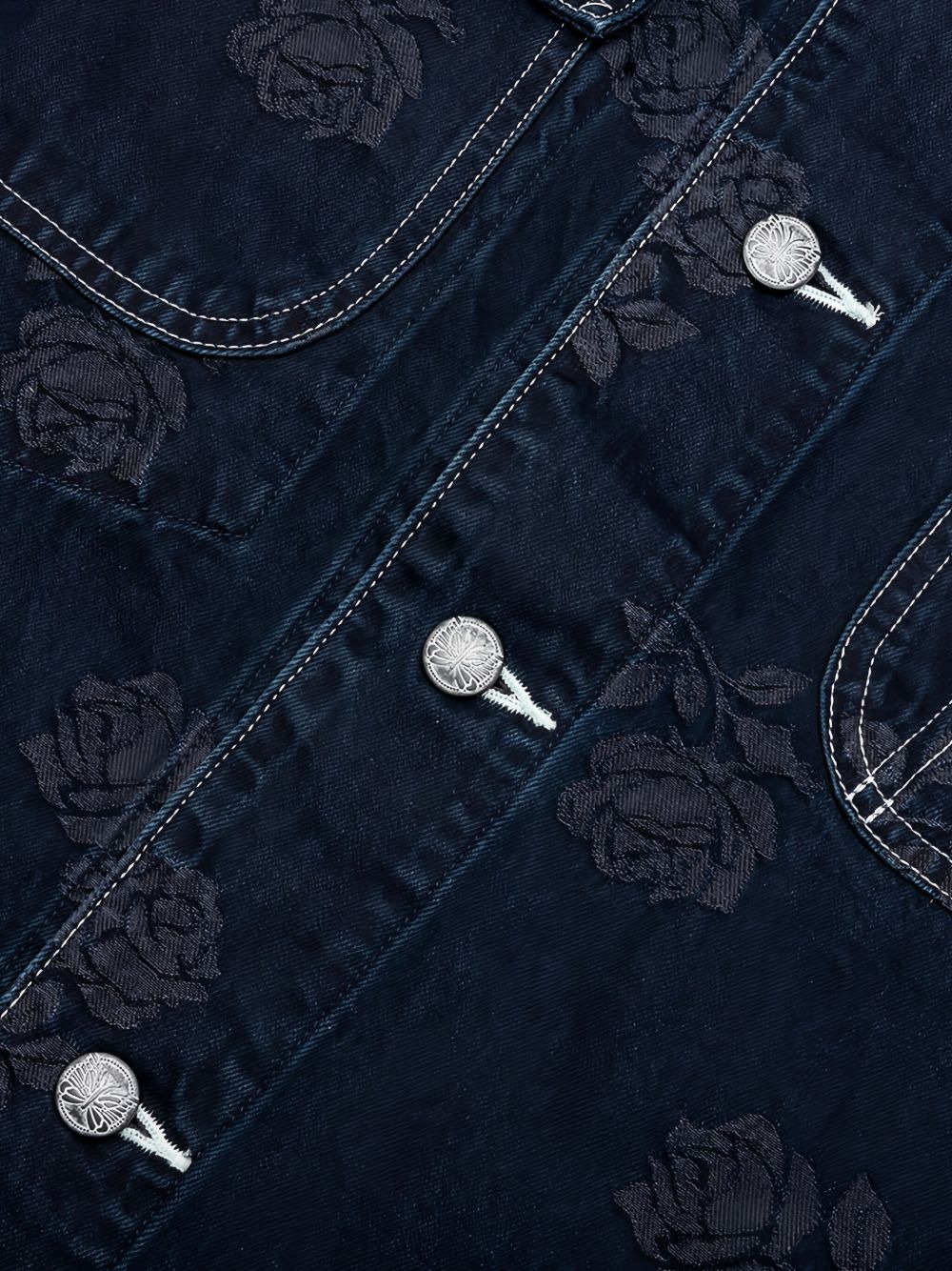 rose-embroidered denim jacket - 5