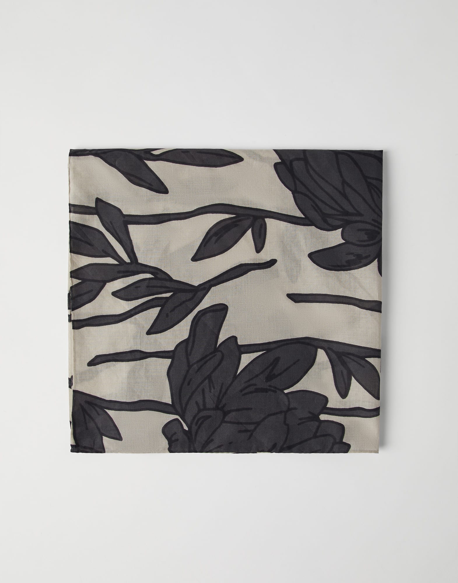 Silk flower print pongée foulard - 1