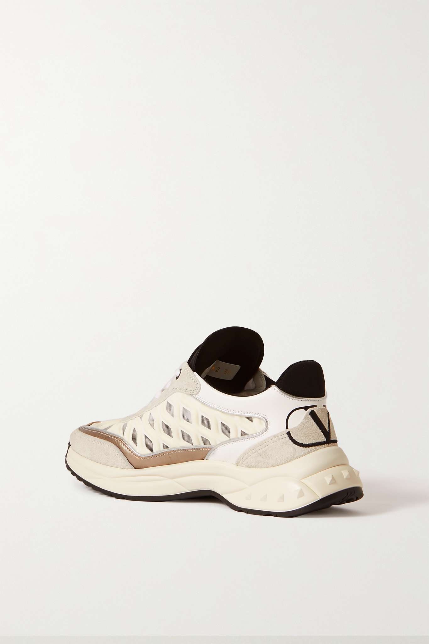 Valentino Garavani Ready Go Runner logo-embroidered neoprene, mesh and leather sneakers - 3