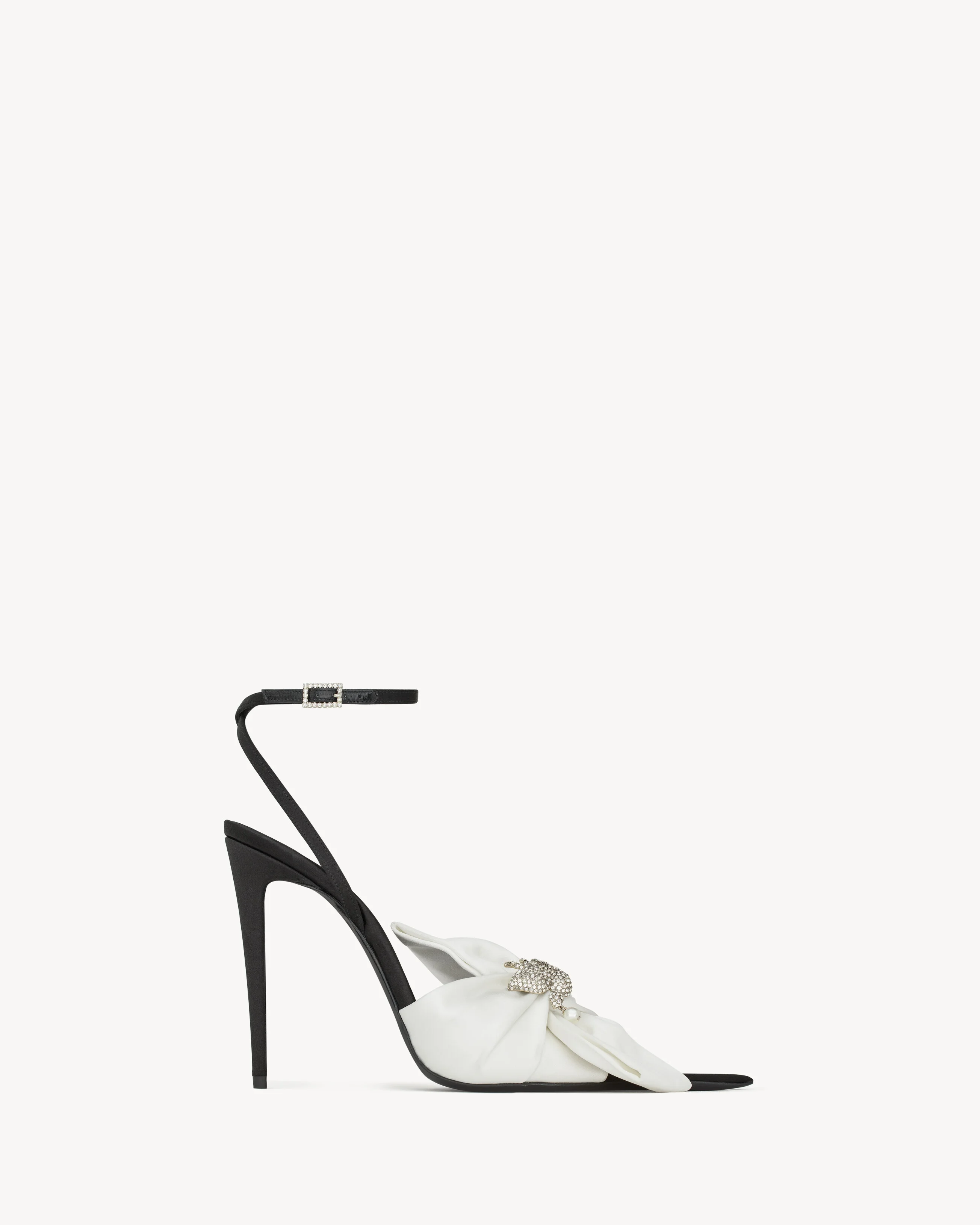 DOVE SANDALS IN SATIN CREPE AND RHINESTONES - 1