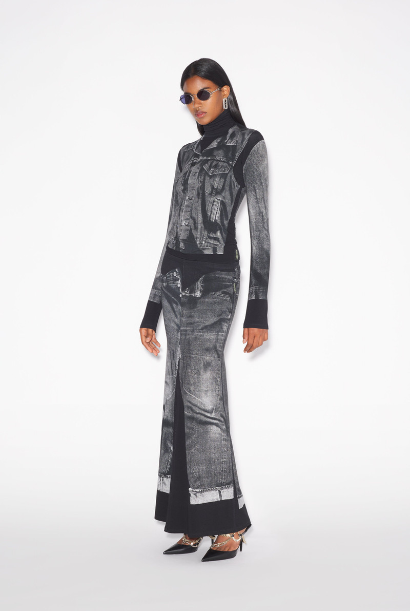 THE BLACK DENIM TROMPE L’OEIL SKIRT - 1