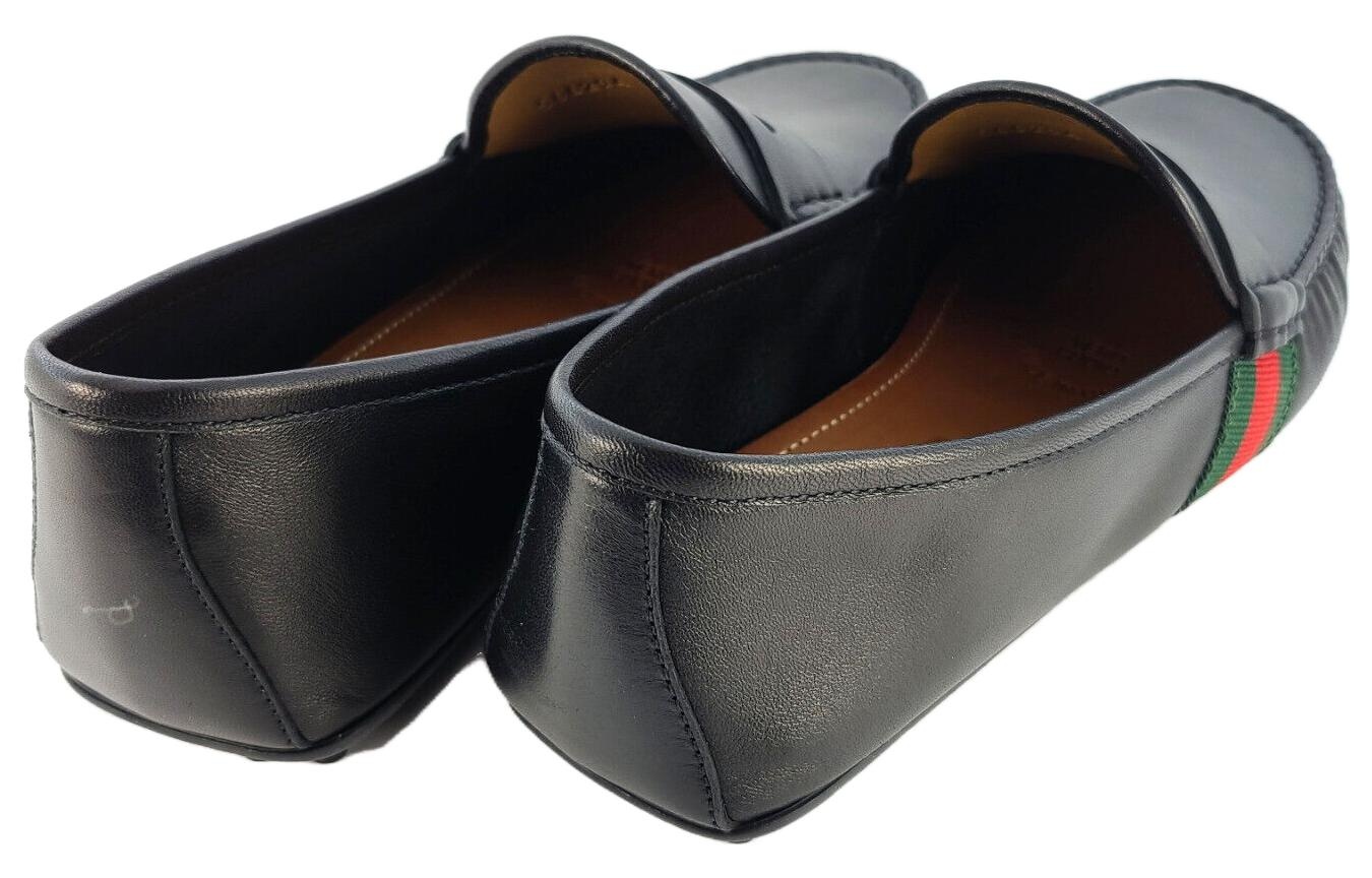 Gucci Web Accent Leather Loafers 'Black' 566294-BTRE0-1060 - 3