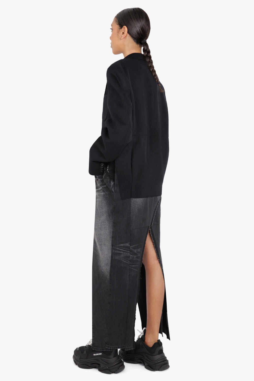 X LEVI'S PLEATED BLAZER DRESS | BLACK/BLACK - 4