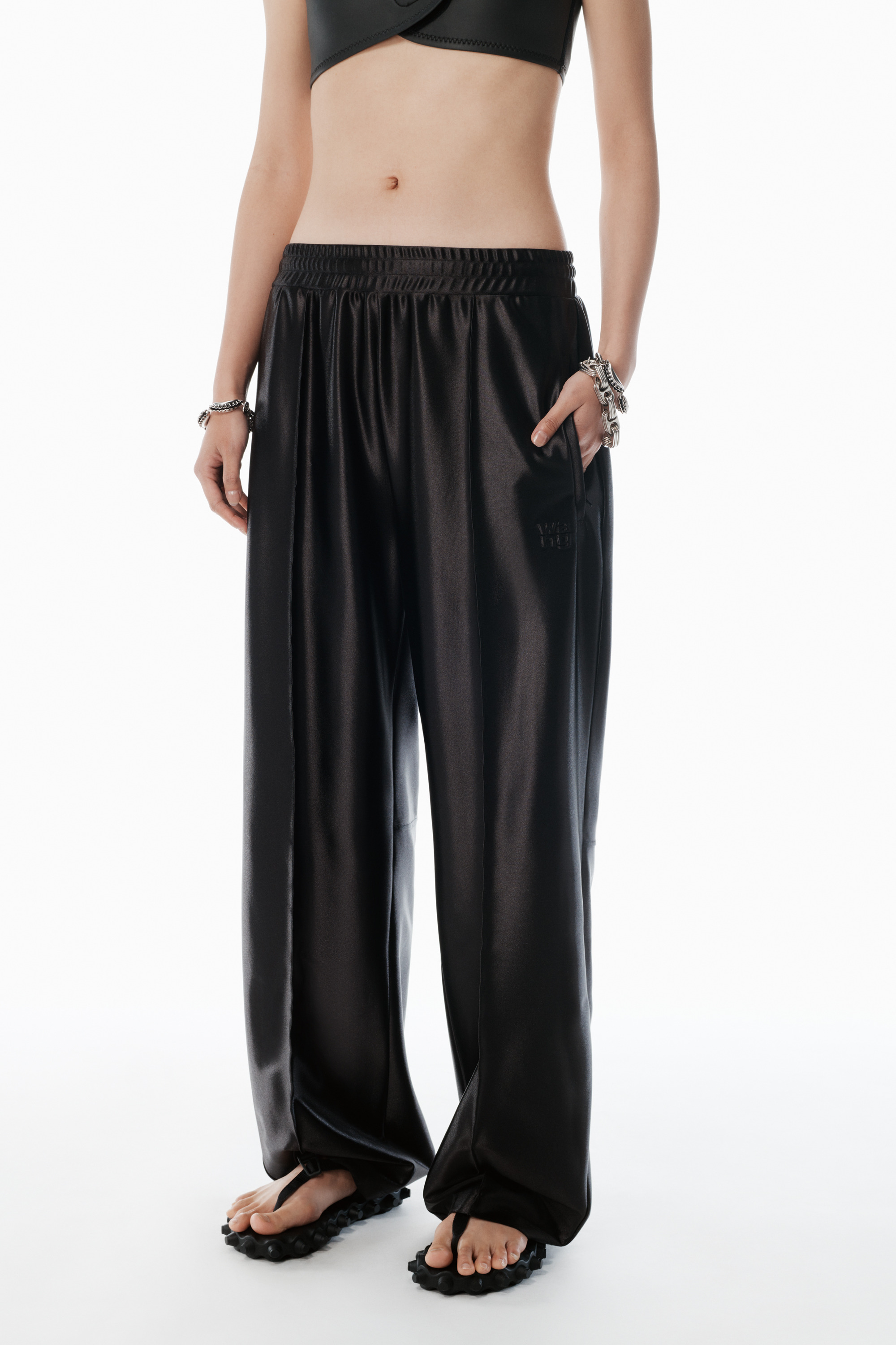 black satin faille sweatpants - 3