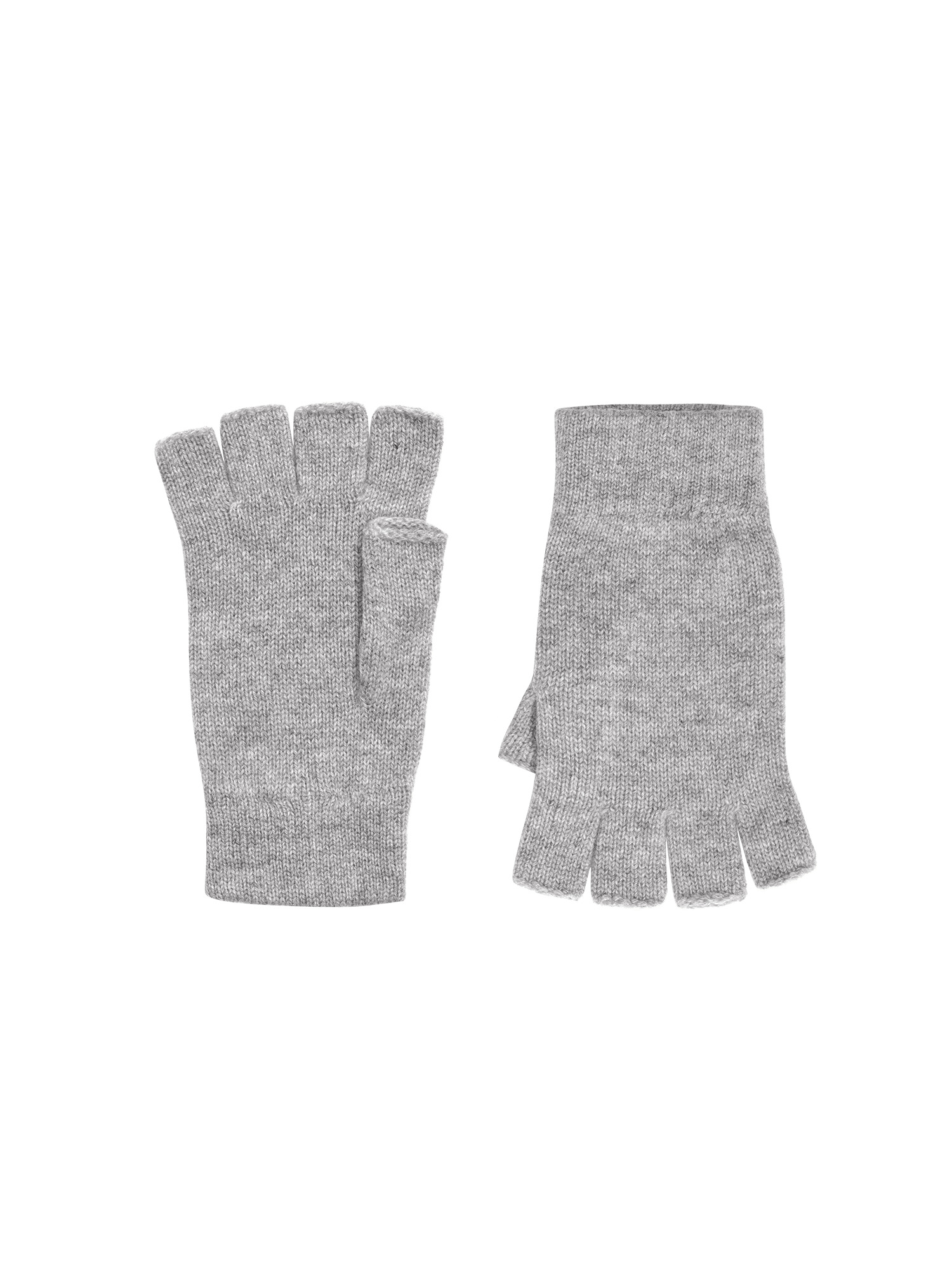 Cashmere Fingerless Gloves - Grey Marl - 2