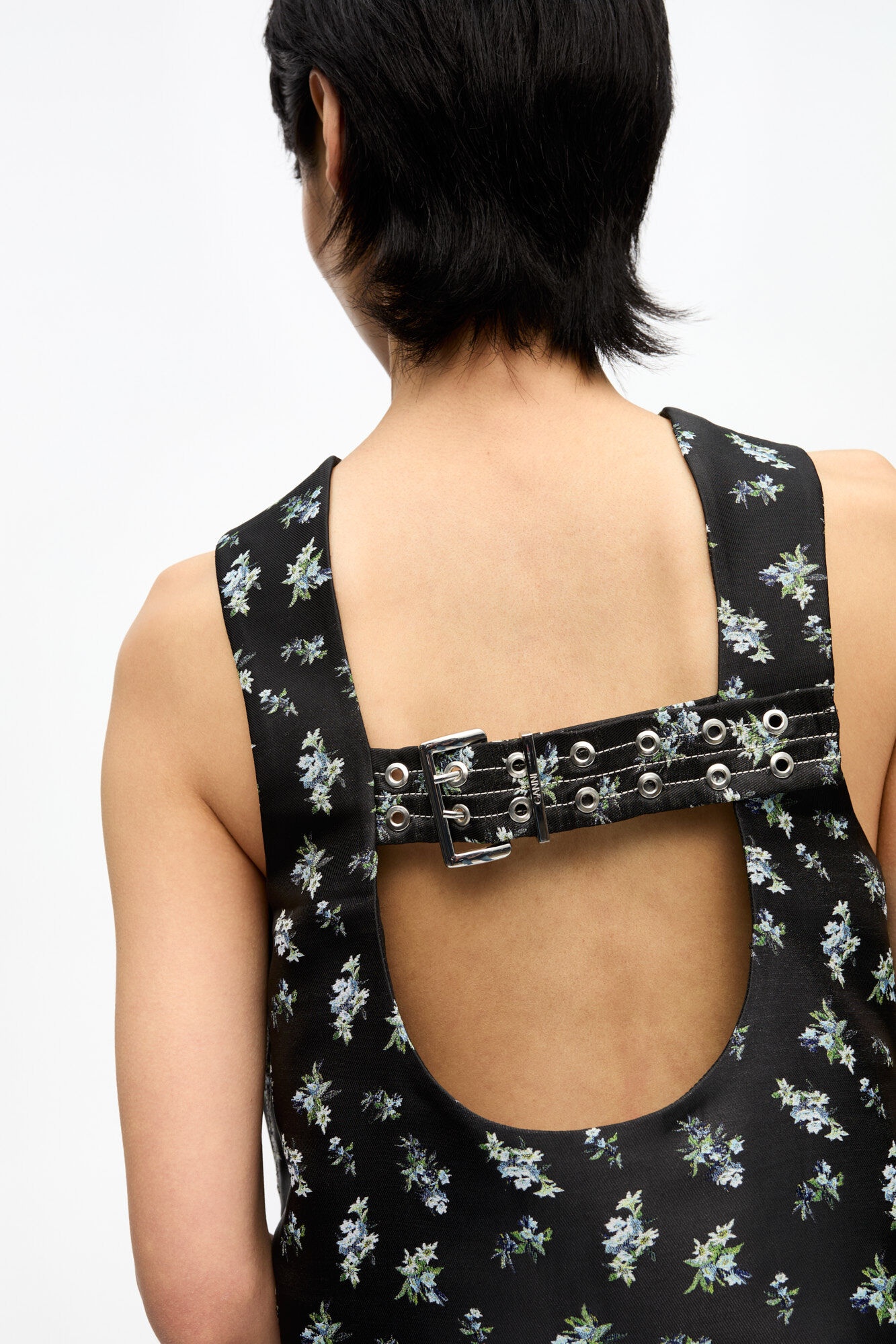 FLORAL JACQUARD SLEEVELESS TOP - 6