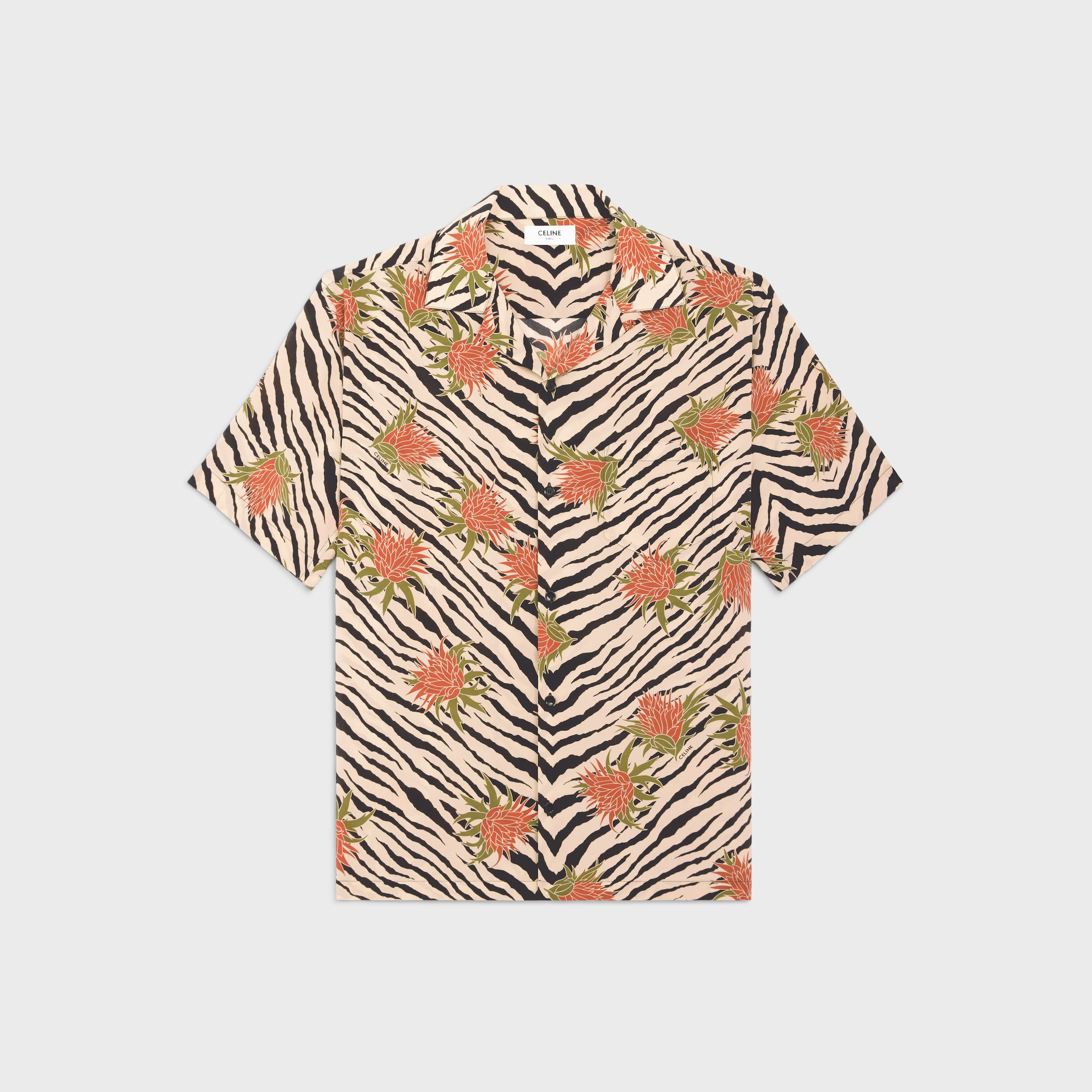 hawaiian shirt in printed crêpe de chine - 1