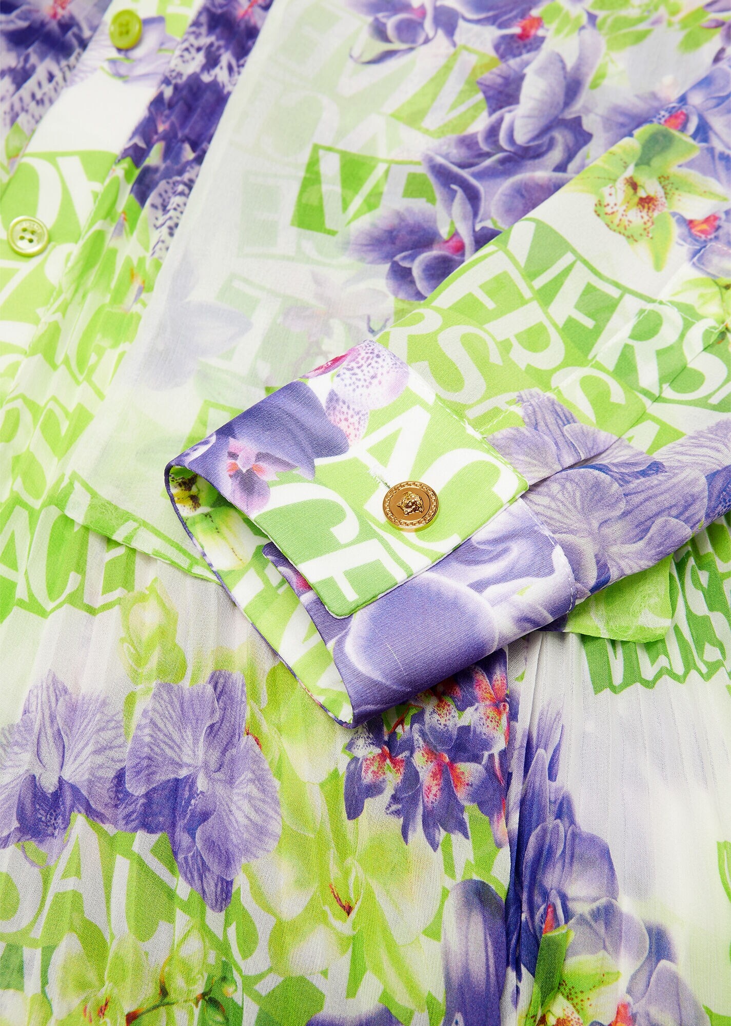 Logo Orchid Silk Midi Shirt Dress - 6