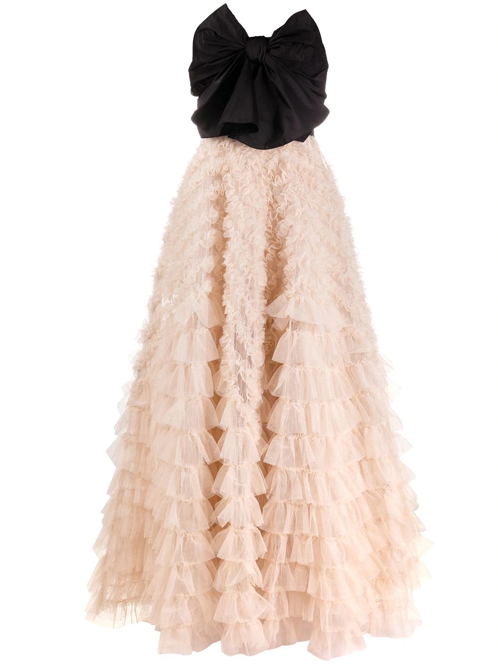 bow-detail tiered tulle gown - 1