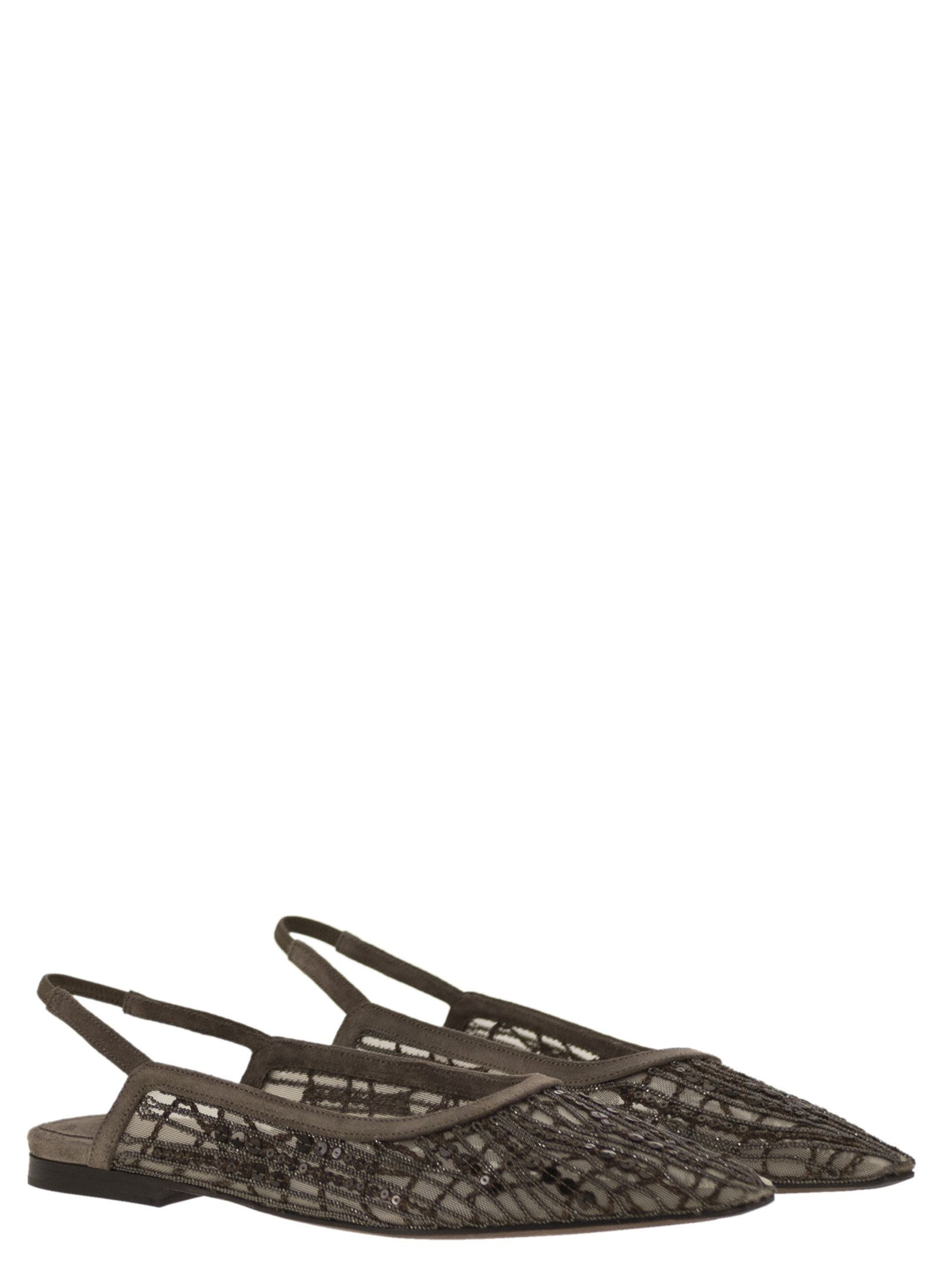 Brunello Cucinelli Women Sandal With Sparkling Abstract Embroidery In Suede - 4