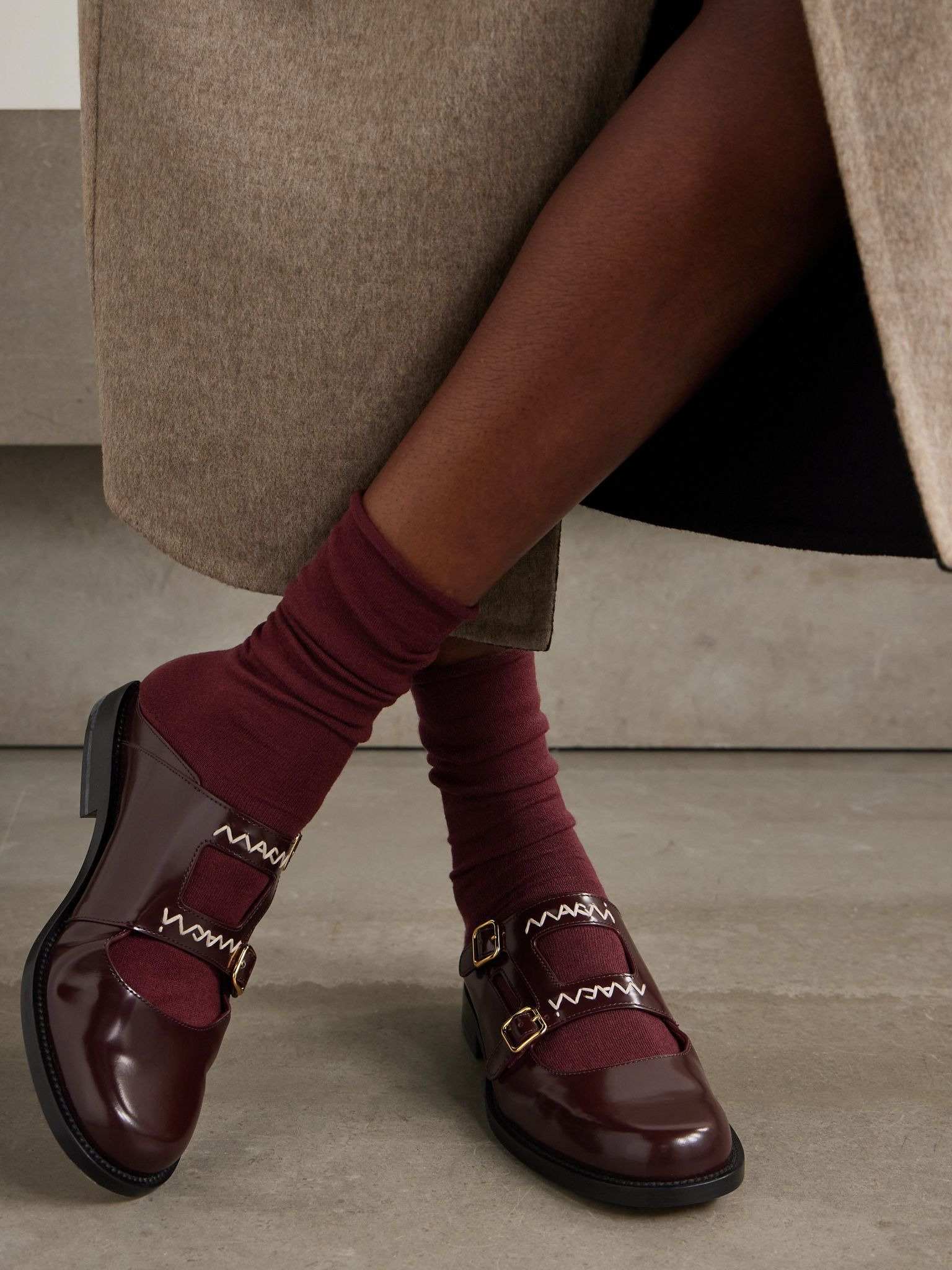 Cashmere-blend socks Burgundy - 2