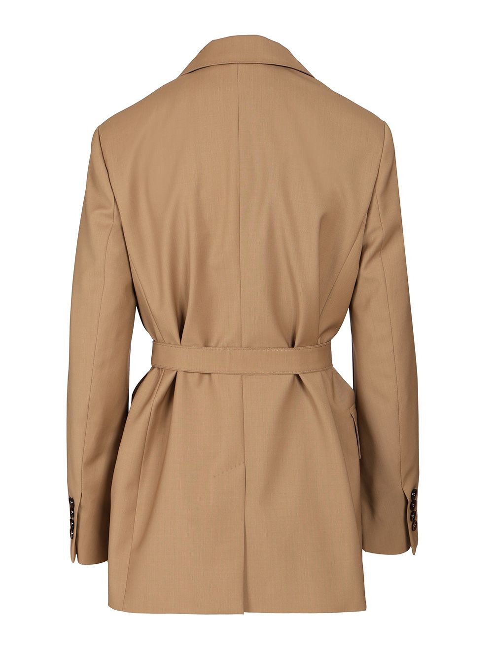 Wool Canvas Blazer With Belt Jackets Brown - 2