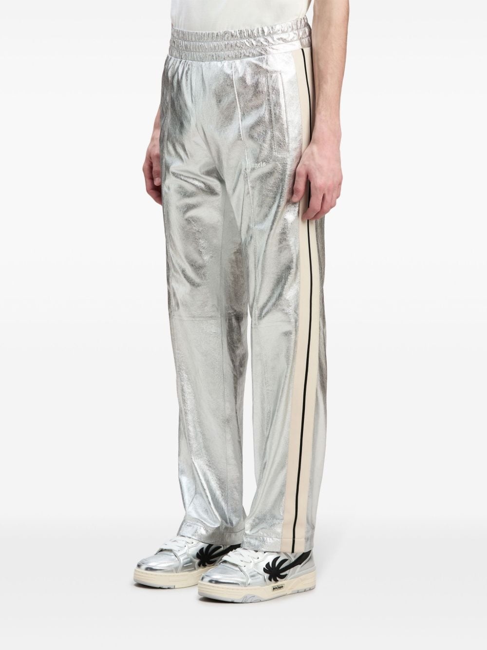 metallic-finish leather trousers - 4