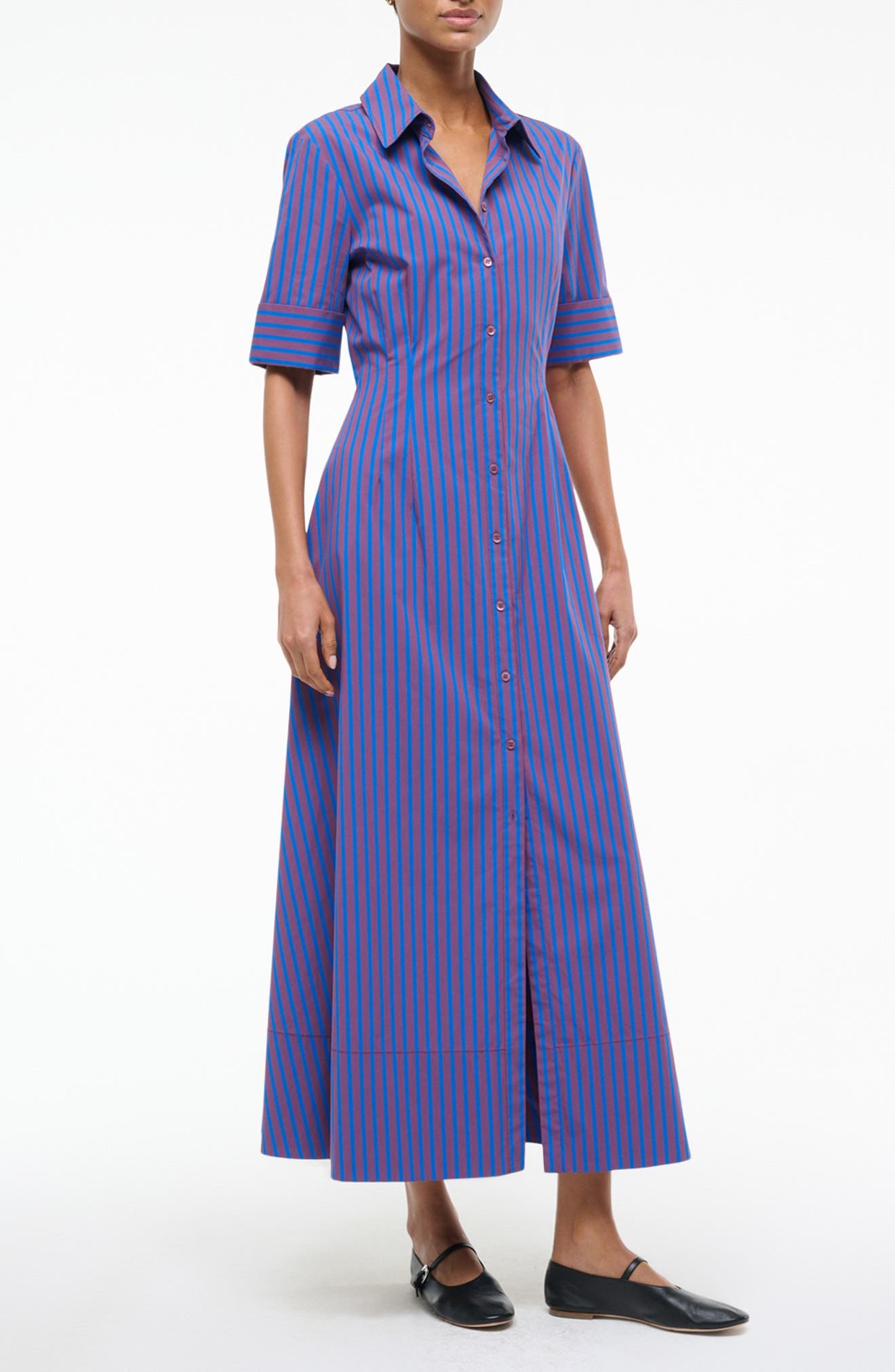 STAUD Joan Stripe Maxi Shirtdress in Atlas Stripe at Nordstrom - 3