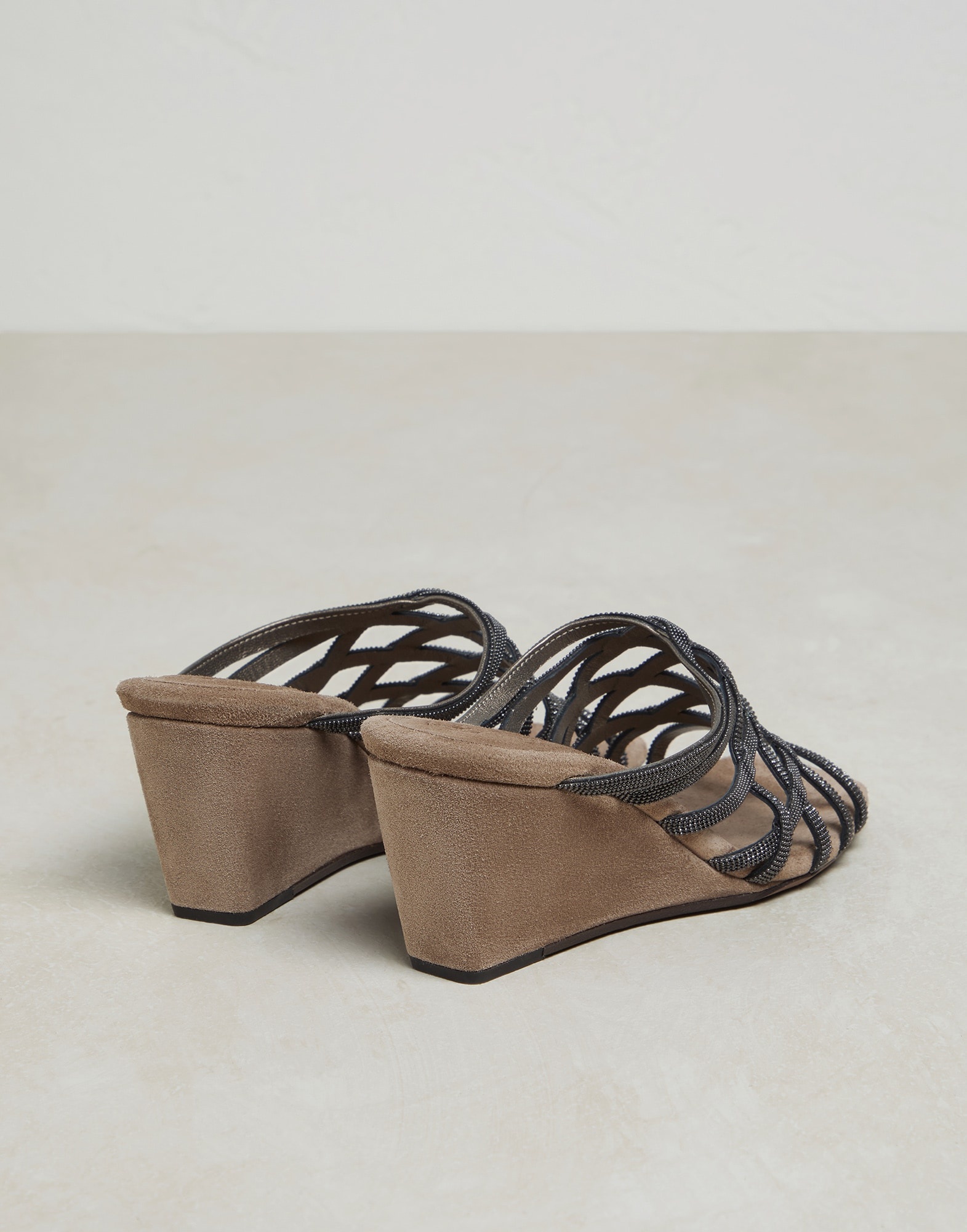 Precious Net wedge mules in suede - 3