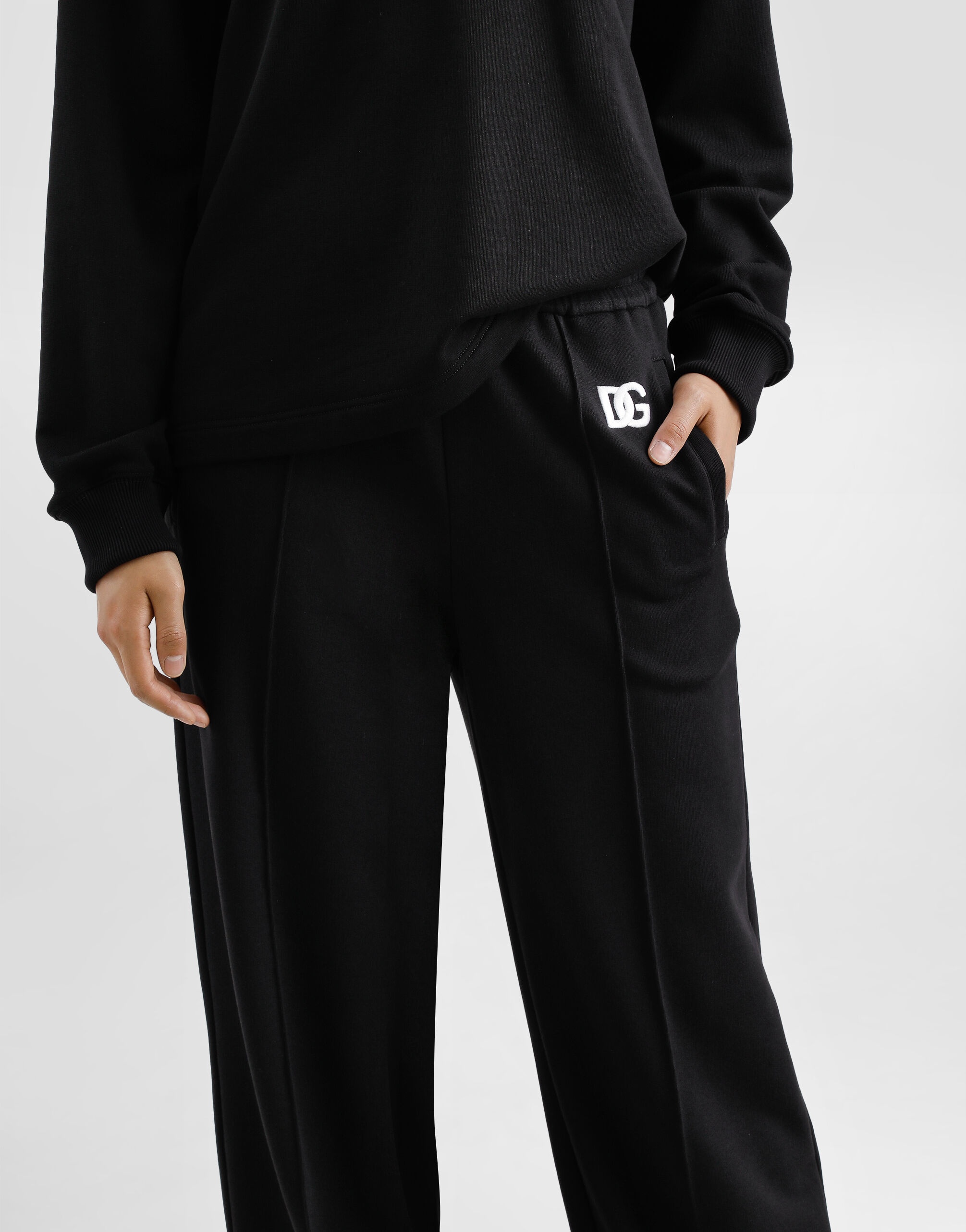 Flared jersey jogging pants with DG logo embroidery - 5